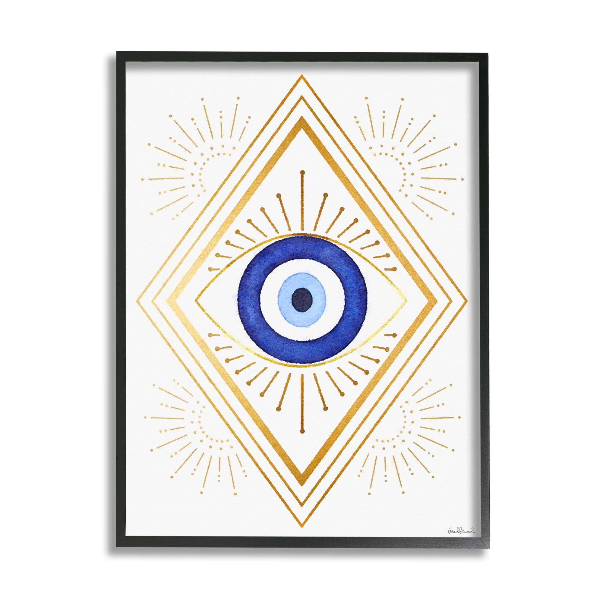 Stupell Industries Vivid Blue Eye Vintage Geometric Deco Glam Shapes, 11 x 14, Design by Amanda Greenwood