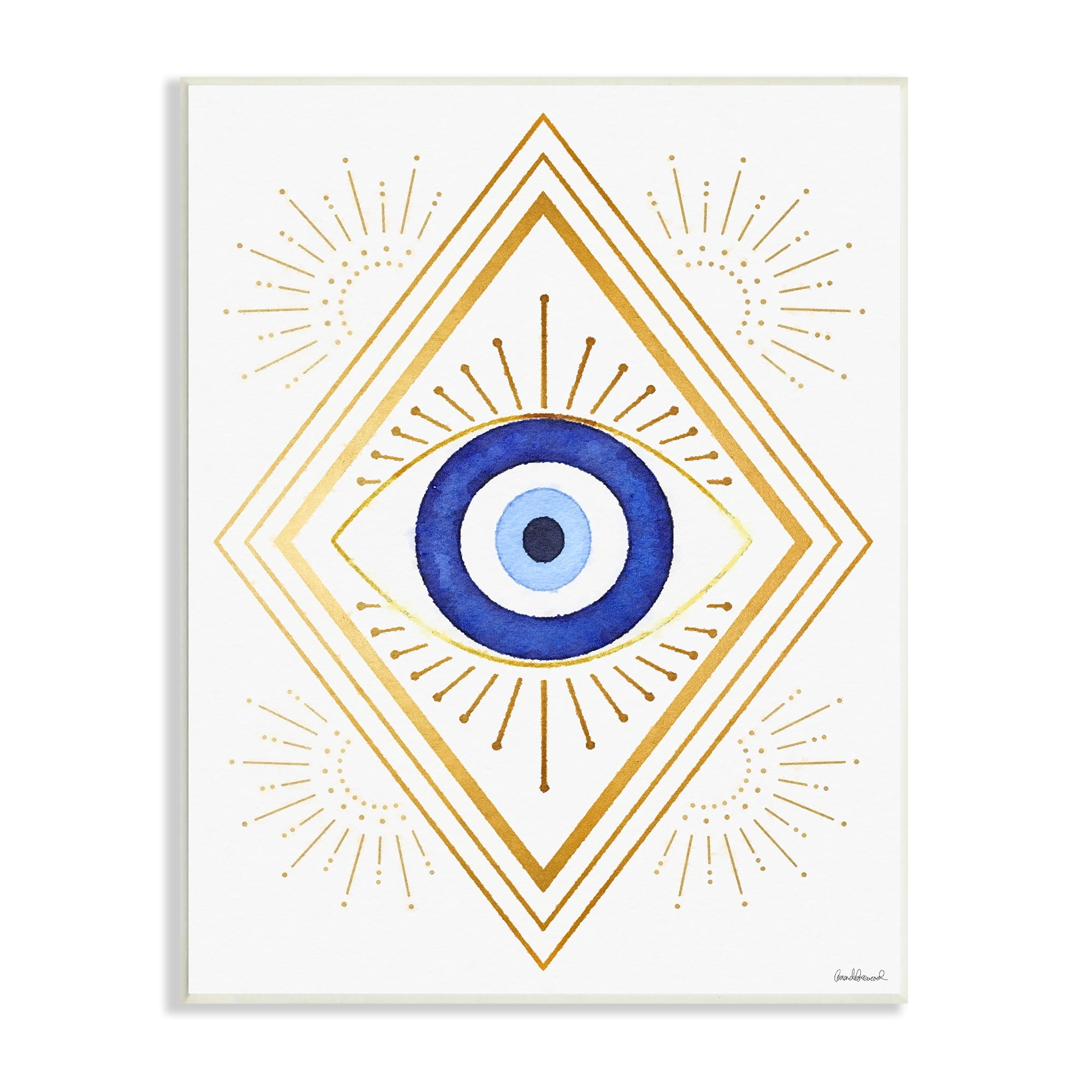 Stupell Industries Vivid Blue Eye Vintage Geometric Deco Glam Shapes, 13 x 19, Design by Amanda Greenwood