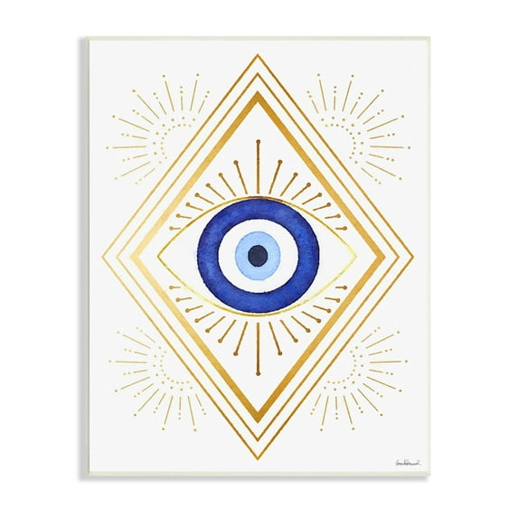 Stupell Industries Vivid Blue Eye Vintage Geometric Deco Glam Shapes, 13 x 19, Design by Amanda Greenwood