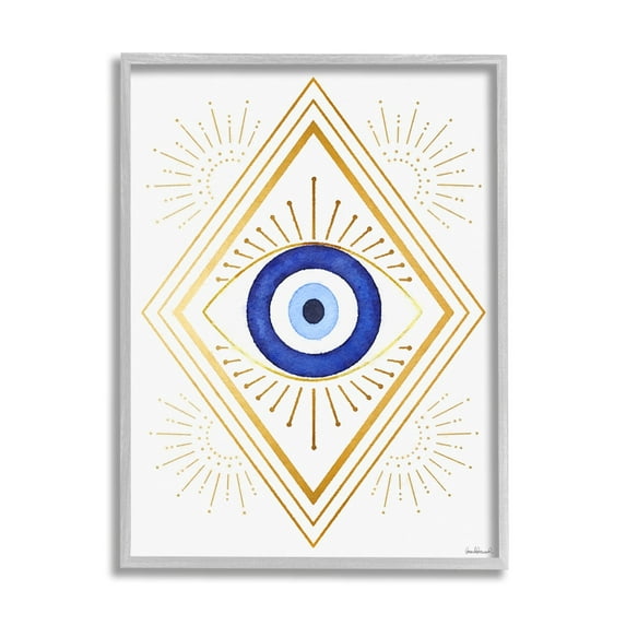 Stupell Industries Vivid Blue Eye Vintage Geometric Deco Glam Shapes, 16 x 20, Design by Amanda Greenwood