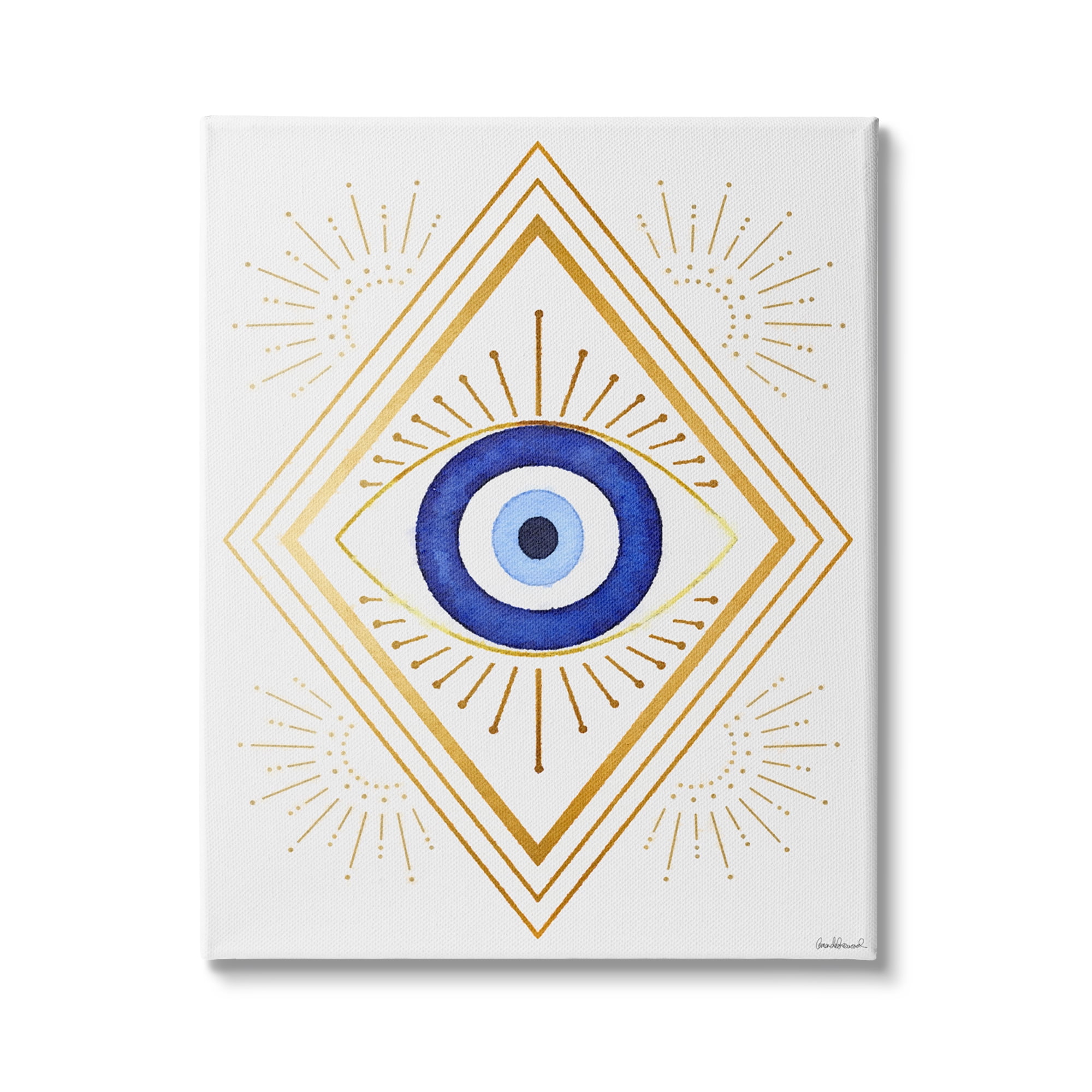 Stupell Industries Vivid Blue Eye Vintage Geometric Deco Glam Shapes, 36 x 48, Design by Amanda Greenwood