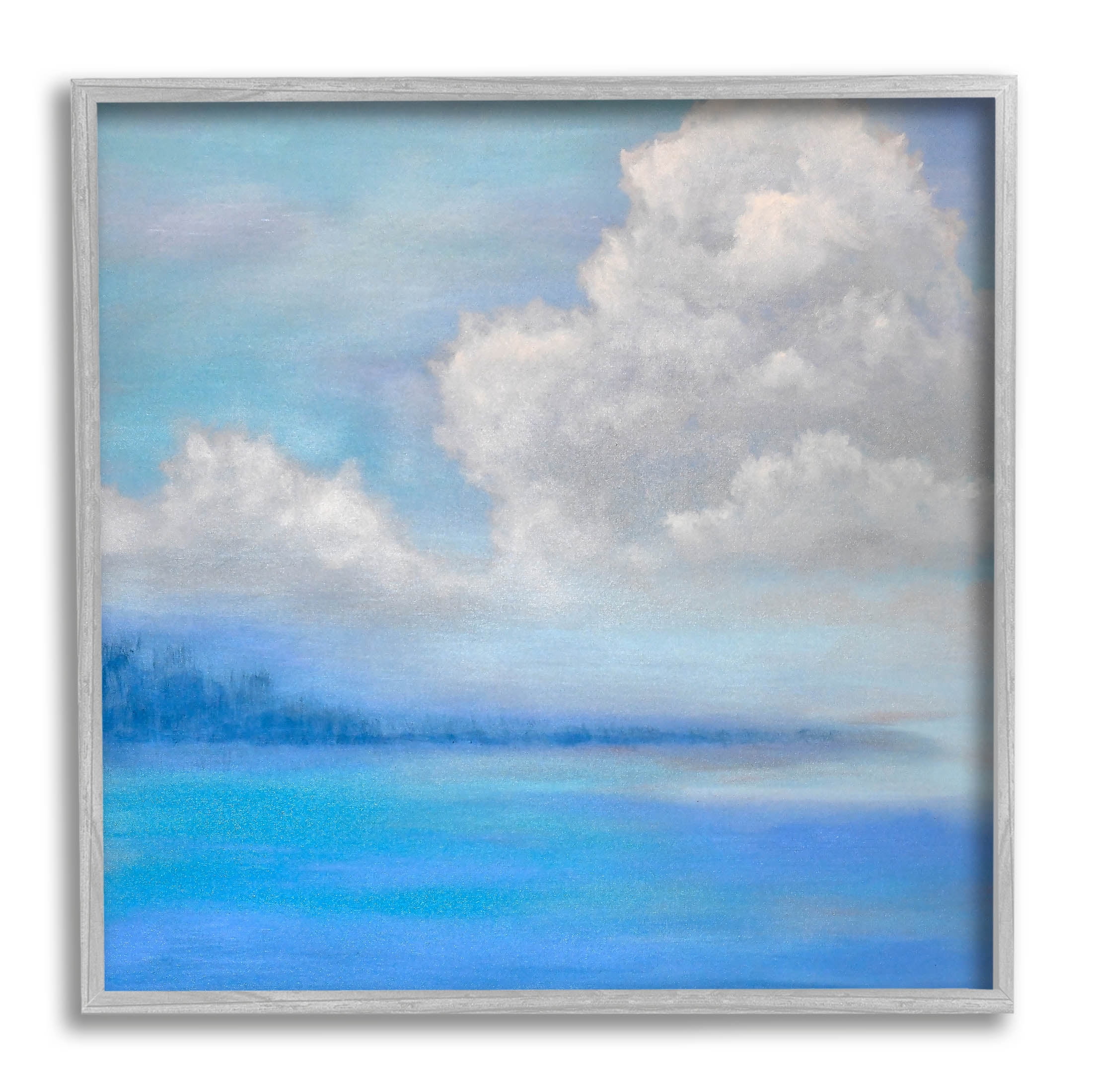 Stupell Industries Vivid Blue Ocean Clouds Painting Gray Framed Art Print Wall Art, Design by Catherine Andersen