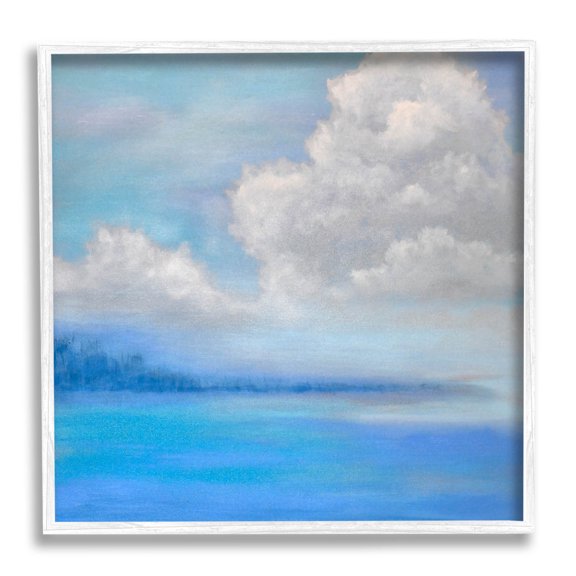 Stupell Industries Vivid Blue Ocean Clouds Painting White Framed Art Print Wall Art, Design by Catherine Andersen