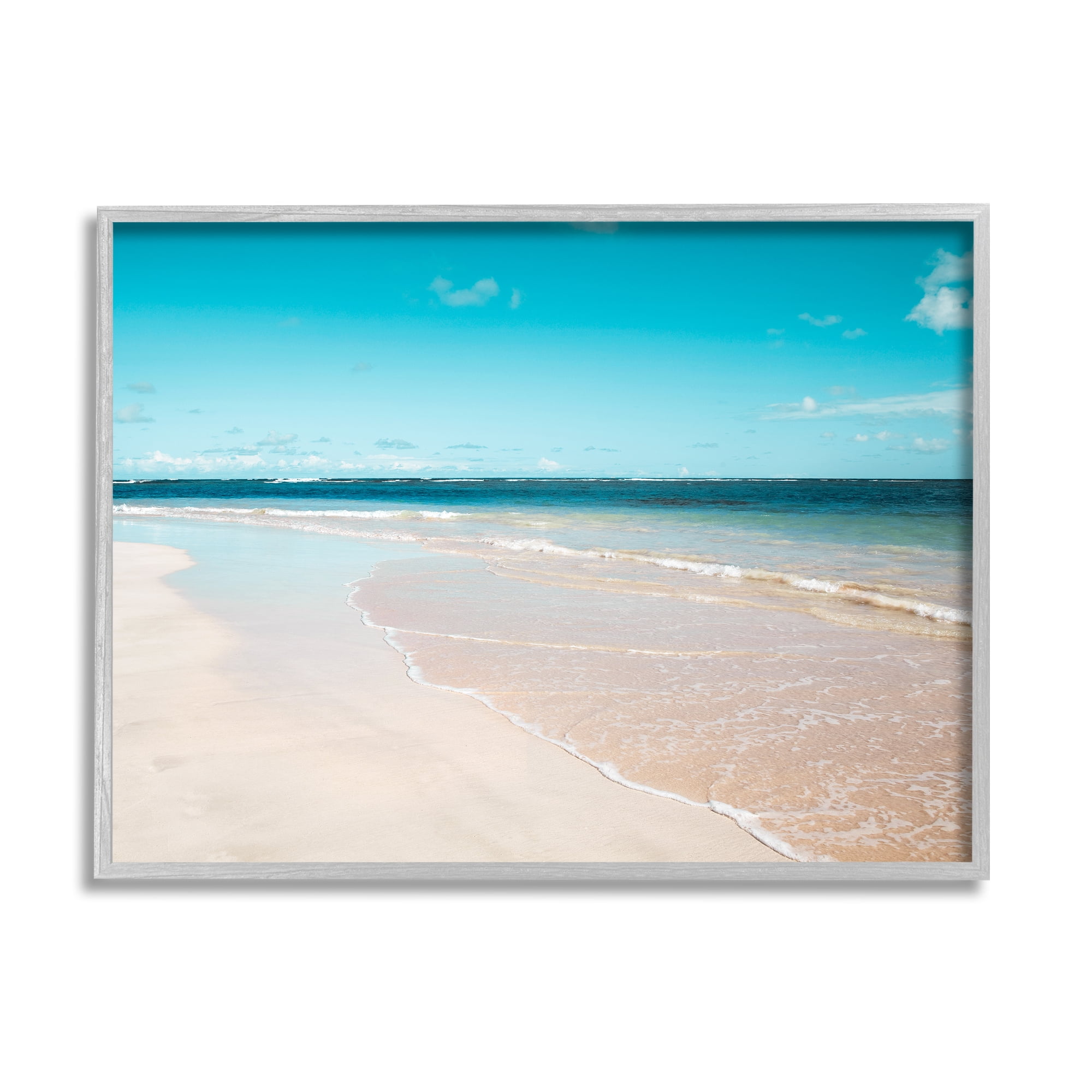 Stupell Industries Vivid Blue Panoramic Sky Sandy Beach Coast Photograph Gray Framed Art Print Wall Art, Design by Danita Delimont
