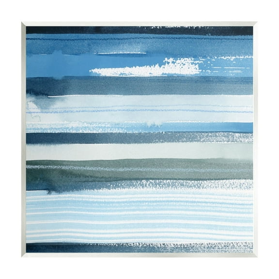 Stupell Industries Vivid Blue Striped Landscape Abstract Ocean View Painting Unframed Art Print Wall Art, Design by Grace Popp