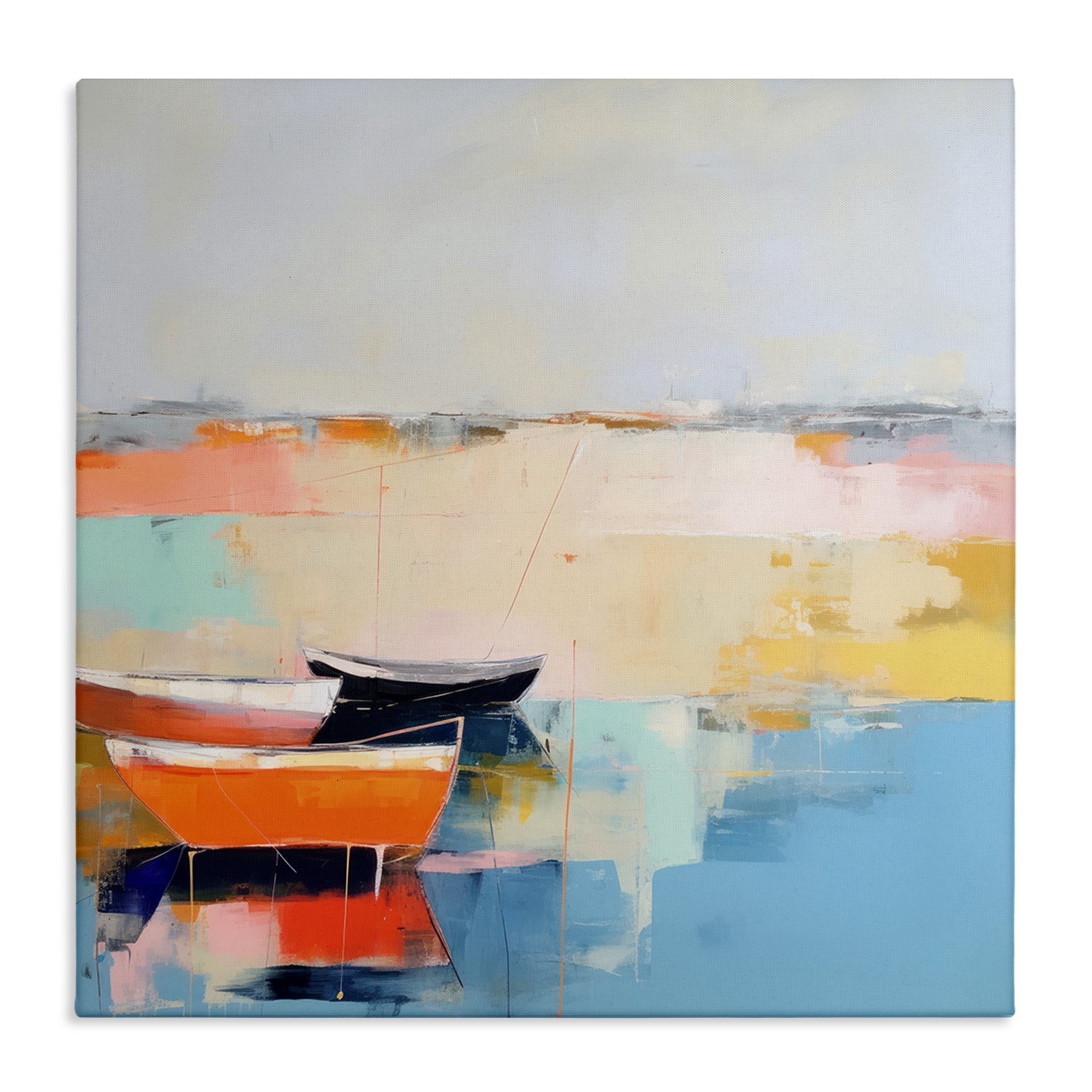 Stupell Industries Vivid Boat Abstraction Transportation Painting Gallery Wrapped Canvas Art Print Wall Art, 30 x 30