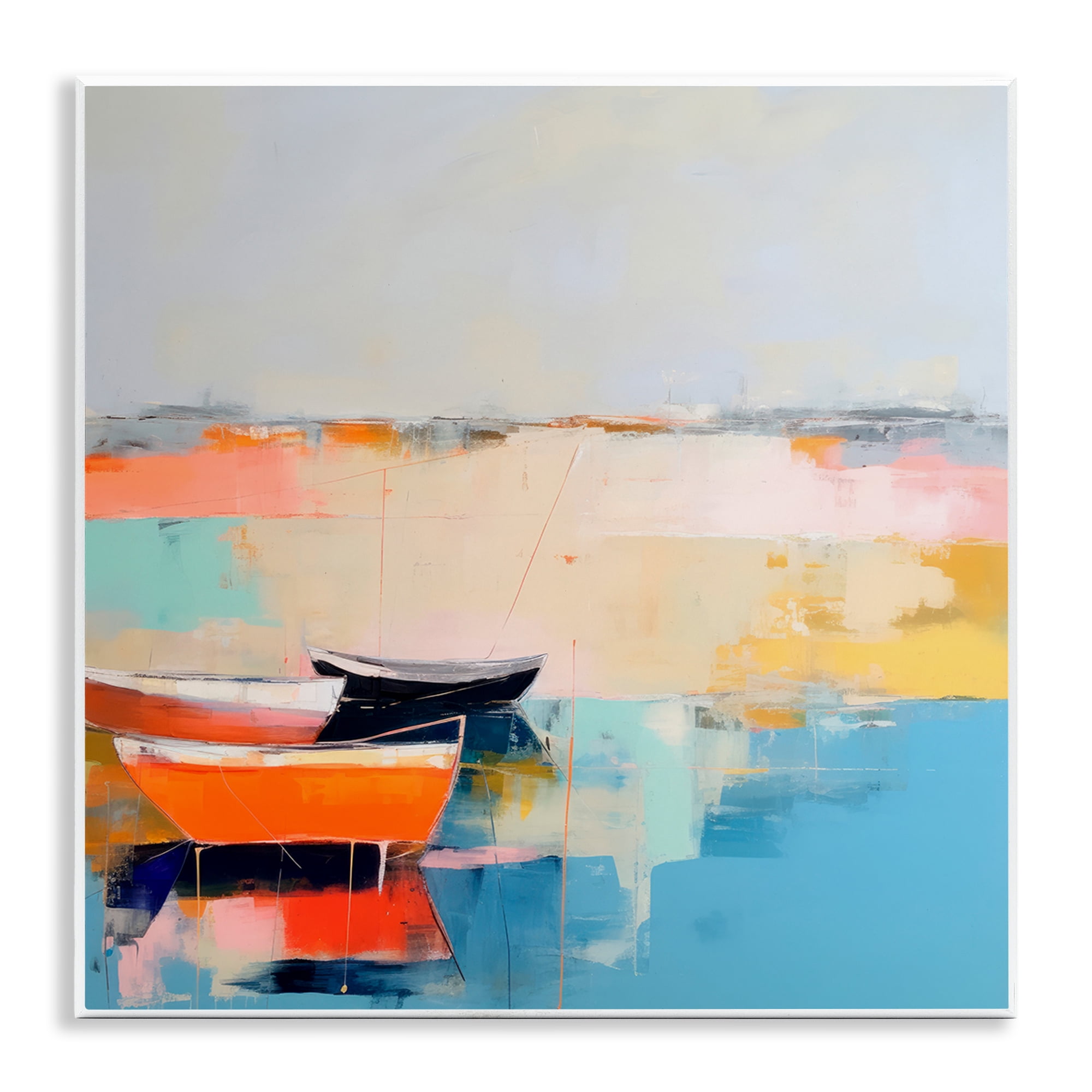 Stupell Industries Vivid Boat Abstraction Transportation Painting Unframed Art Print Wall Art, 12 x 12
