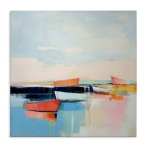 Stupell Industries Vivid Boat Reflection Transportation Painting Gallery Wrapped Canvas Art Print Wall Art, 17 x 17