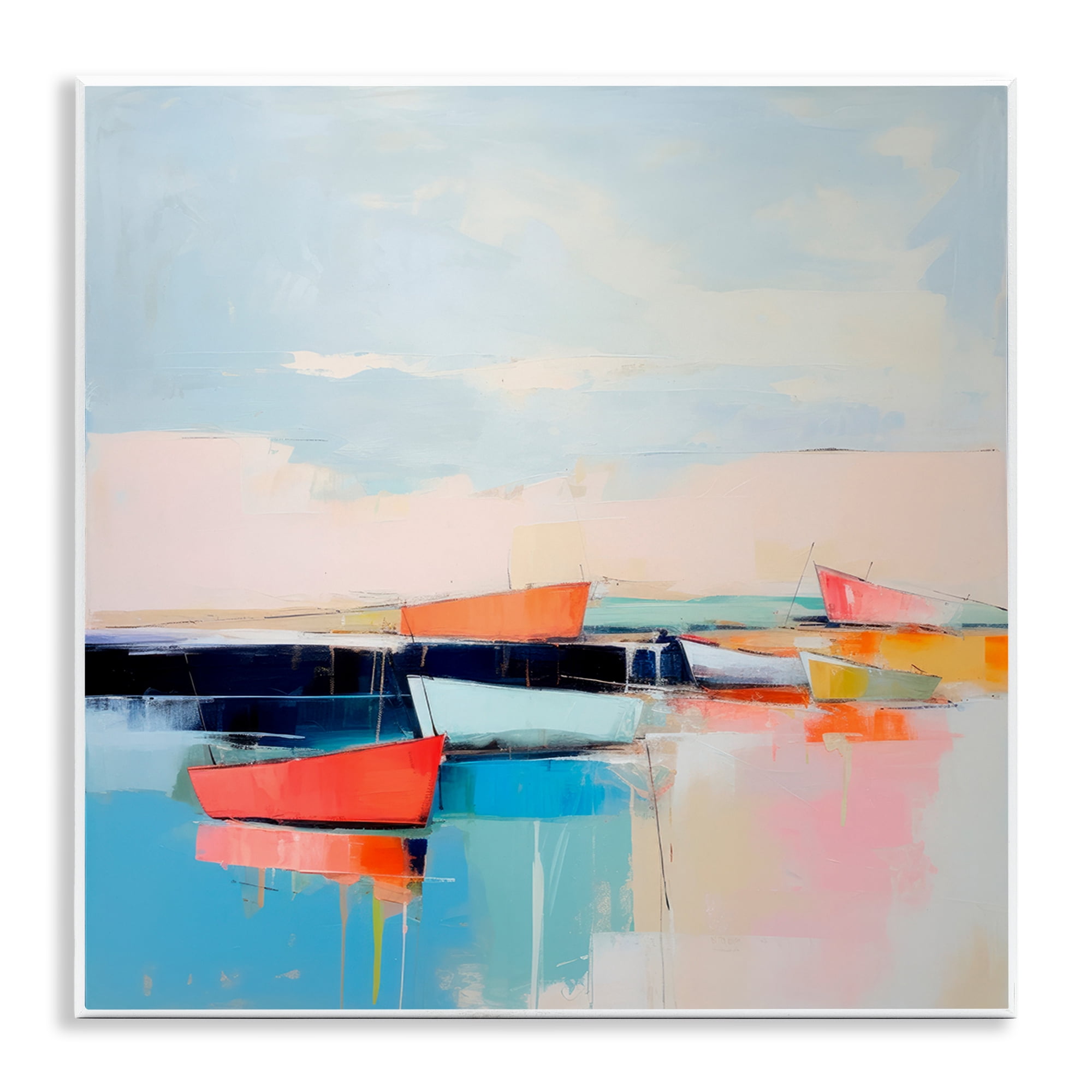 Stupell Industries Vivid Boat Reflection Transportation Painting Unframed Art Print Wall Art, 12 x 12