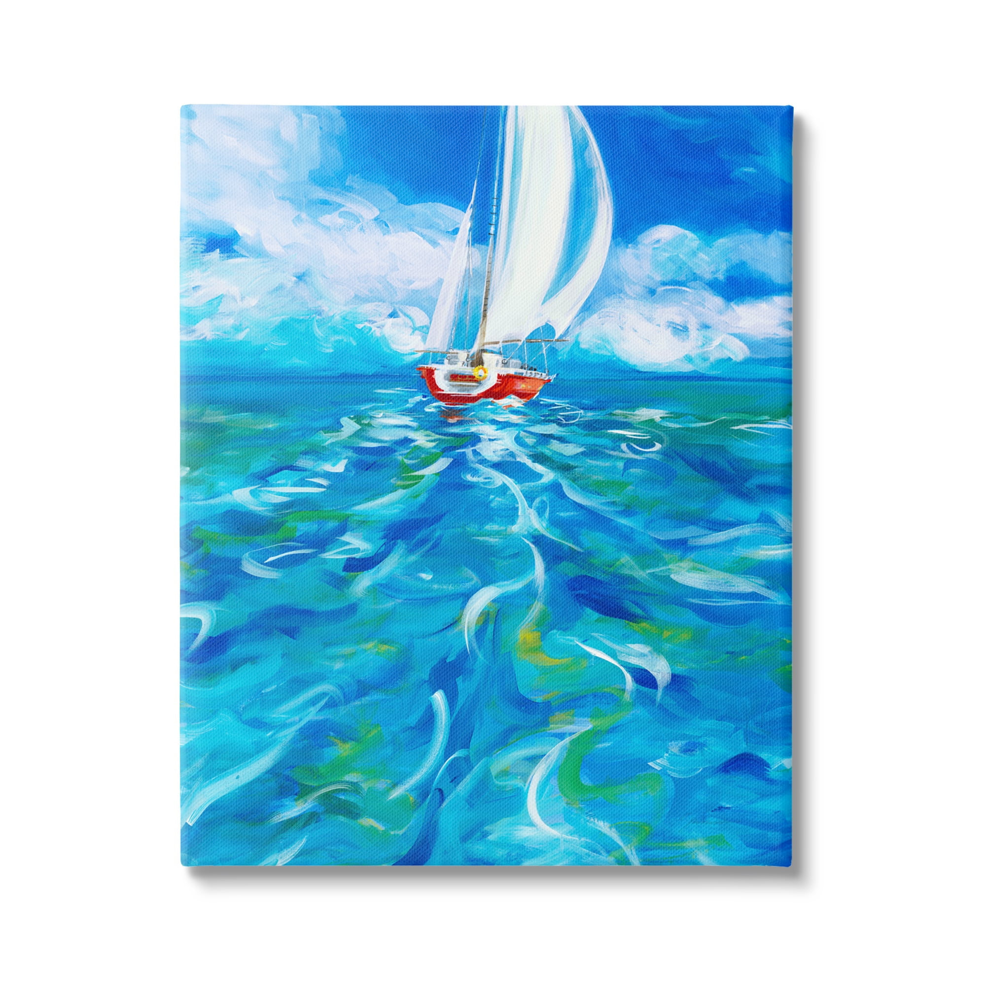 Stupell Industries Vivid Boat Wake Transportation Painting Gallery Wrapped Canvas Print Wall Art, 24 x 30