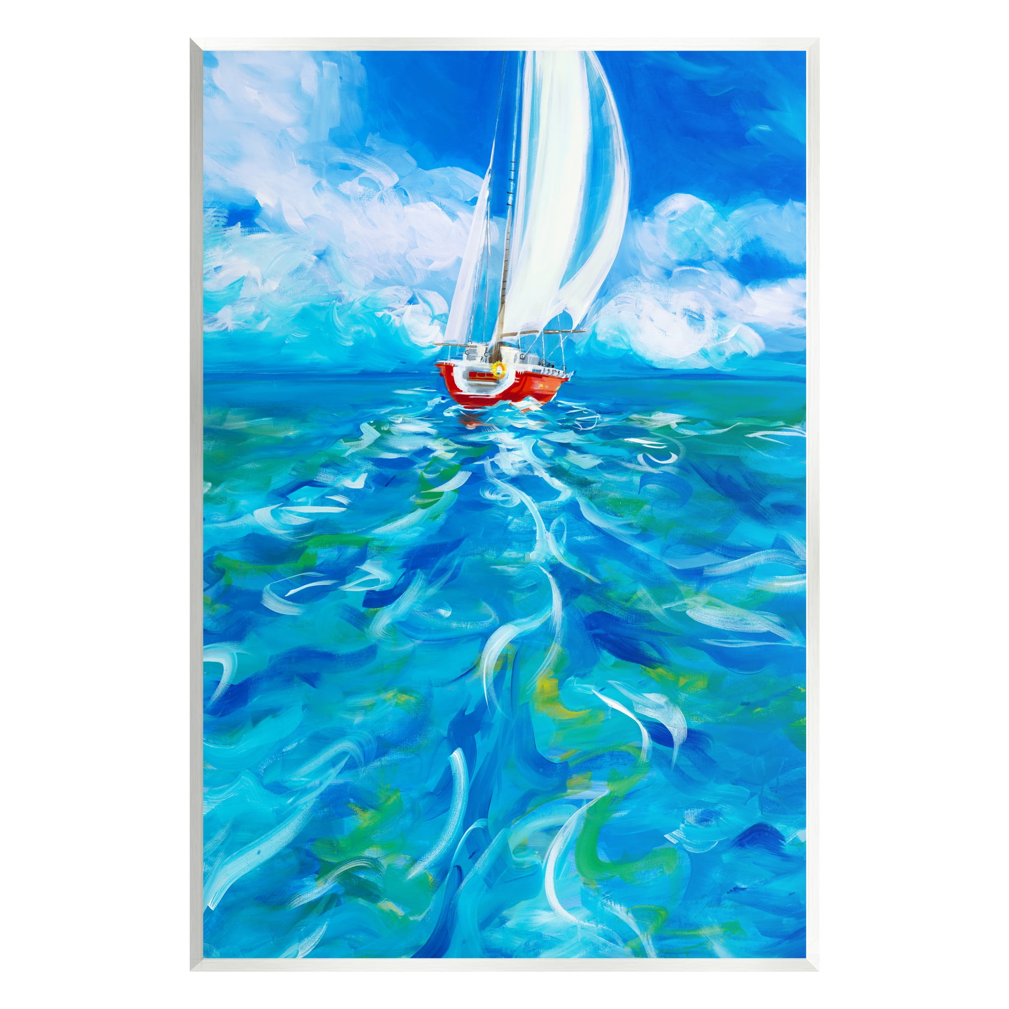 Stupell Industries Vivid Boat Wake Transportation Painting Unframed Art Print Wall Art, 10 x 15