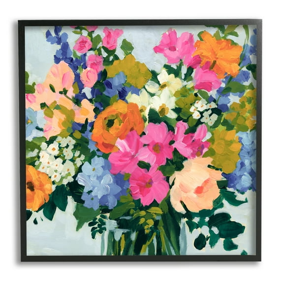 Stupell Industries Vivid Bouquet Blooms Botanical & Floral Painting Black Framed Art Print Wall Art, 17 x 17