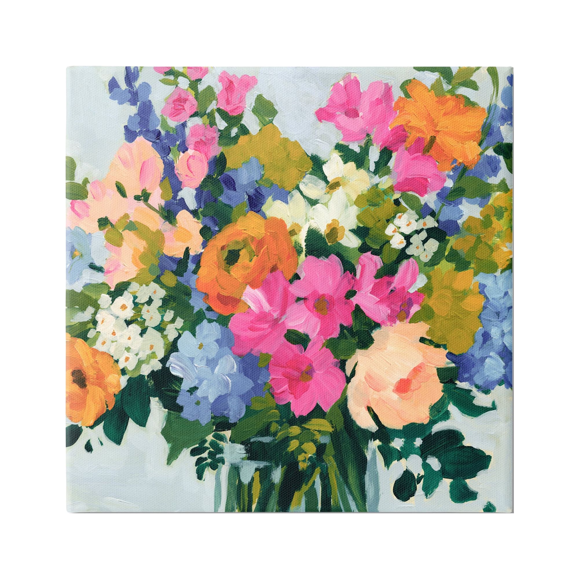Stupell Industries Vivid Bouquet Blooms Botanical & Floral Painting Gallery Wrapped Canvas Art Print Wall Art, 30 x 30