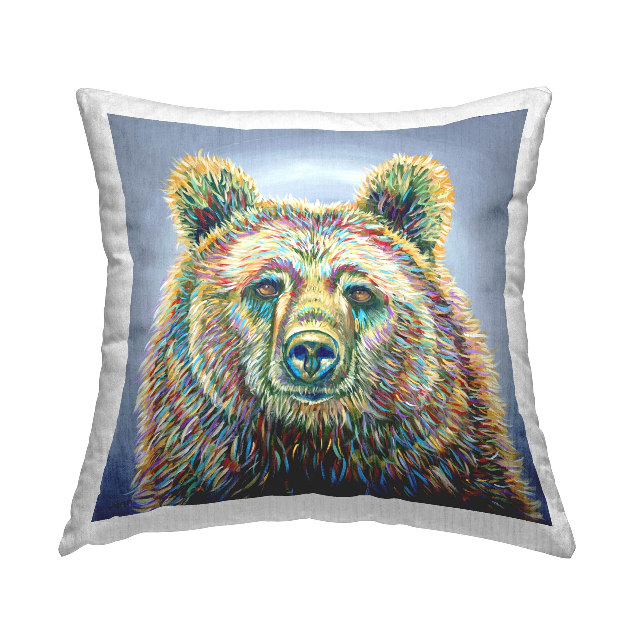 Stupell Industries Vivid Brown Bear Wildlife Printed Throw Pillow Design by Jen Seeley