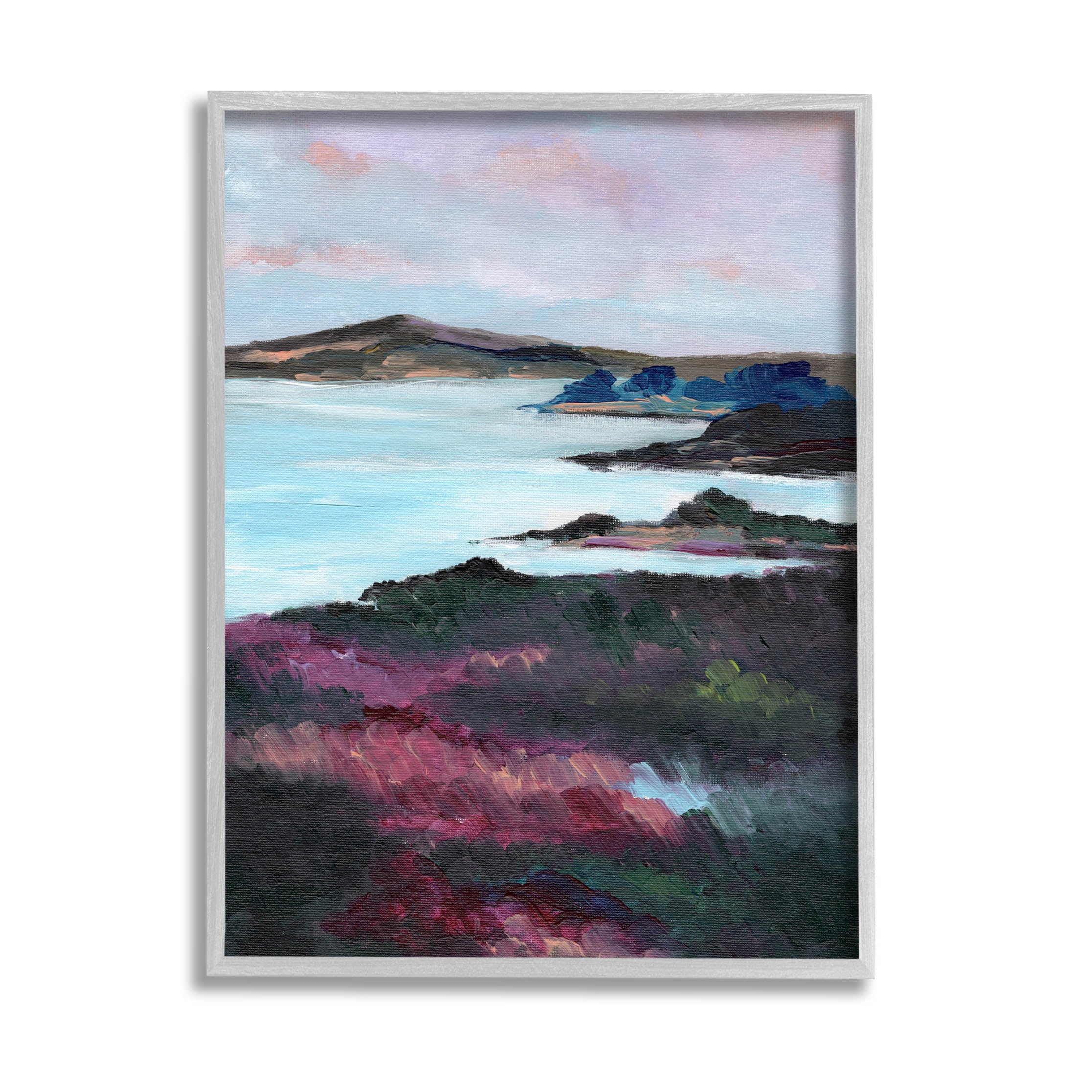 Stupell Industries Vivid Brushed Meadow Lake Edge Painting Gray Framed Art Print Wall Art, Design by Nikita Jariwala