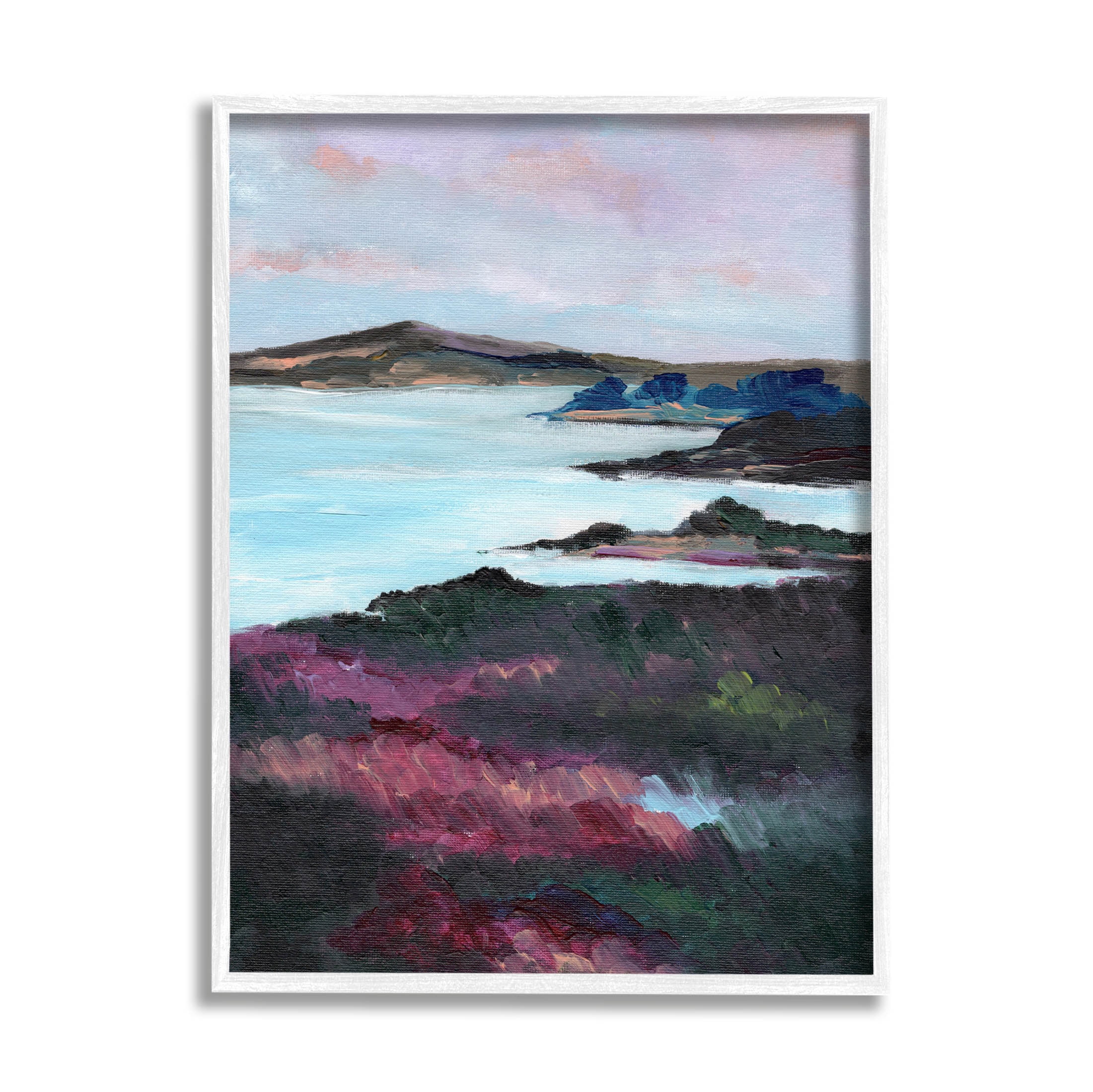 Stupell Industries Vivid Brushed Meadow Lake Edge Painting White Framed Art Print Wall Art, Design by Nikita Jariwala