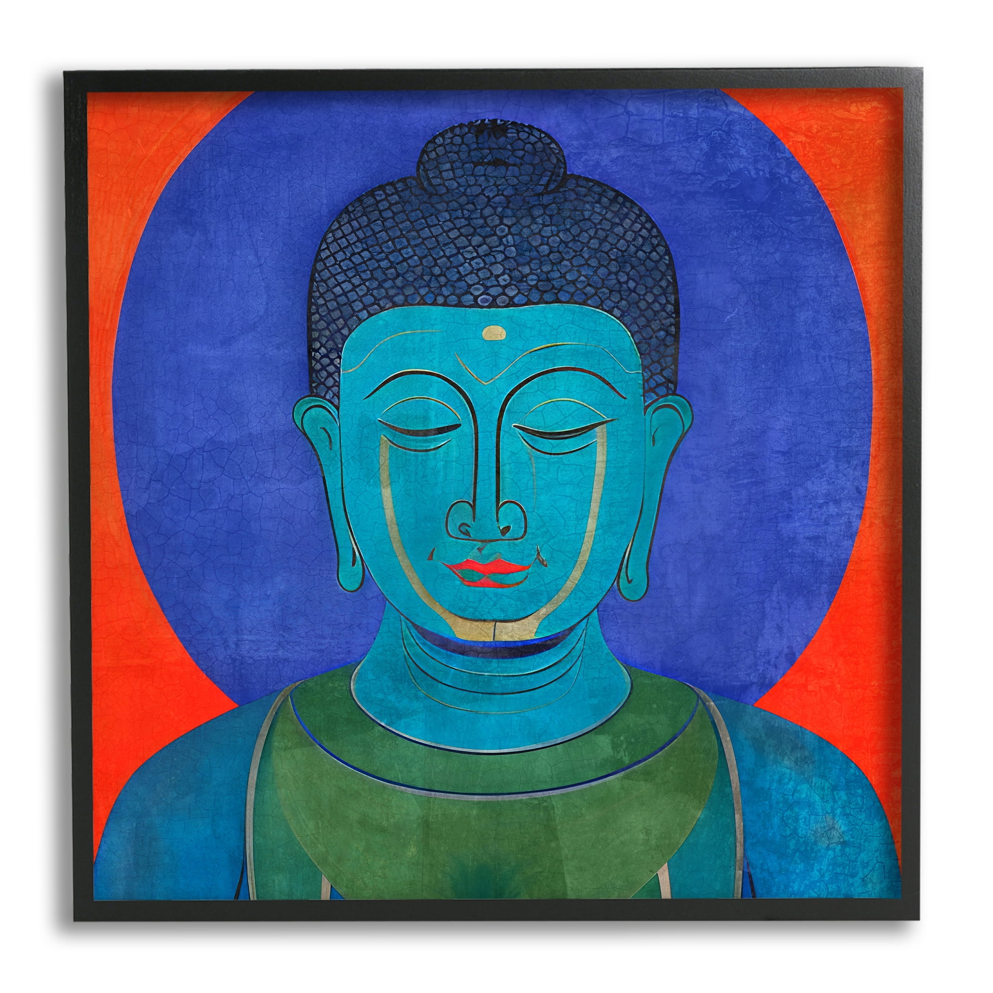 Stupell Industries Vivid Buddha Portrait Abstract Painting Black Framed Art Print Wall Art, 24 x 24