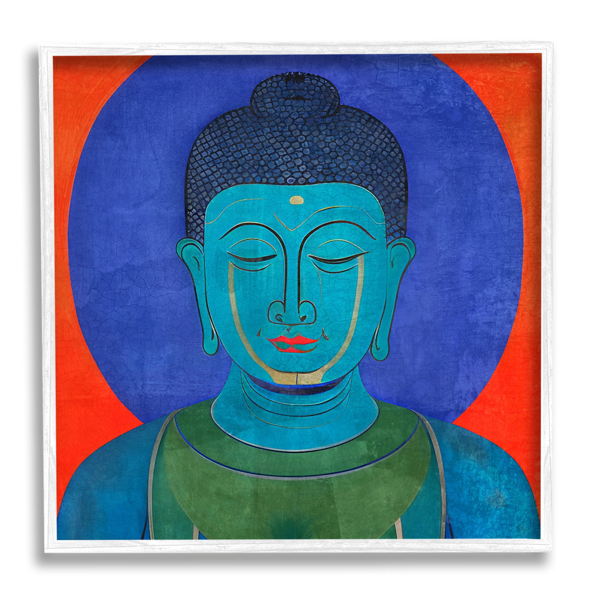 Stupell Industries Vivid Buddha Portrait Abstract Painting White Framed Art Print Wall Art, 24 x 24