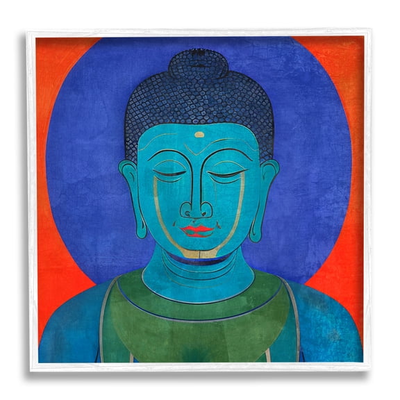 Stupell Industries Vivid Buddha Portrait Abstract Painting White Framed Art Print Wall Art, 24 x 24