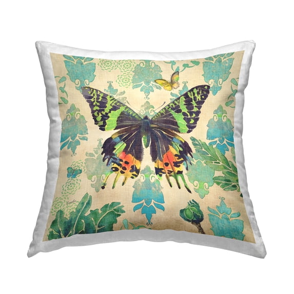 Stupell Industries Vivid Butterfly Damask Pattern Printed Throw Pillow Design by Evelia Designs