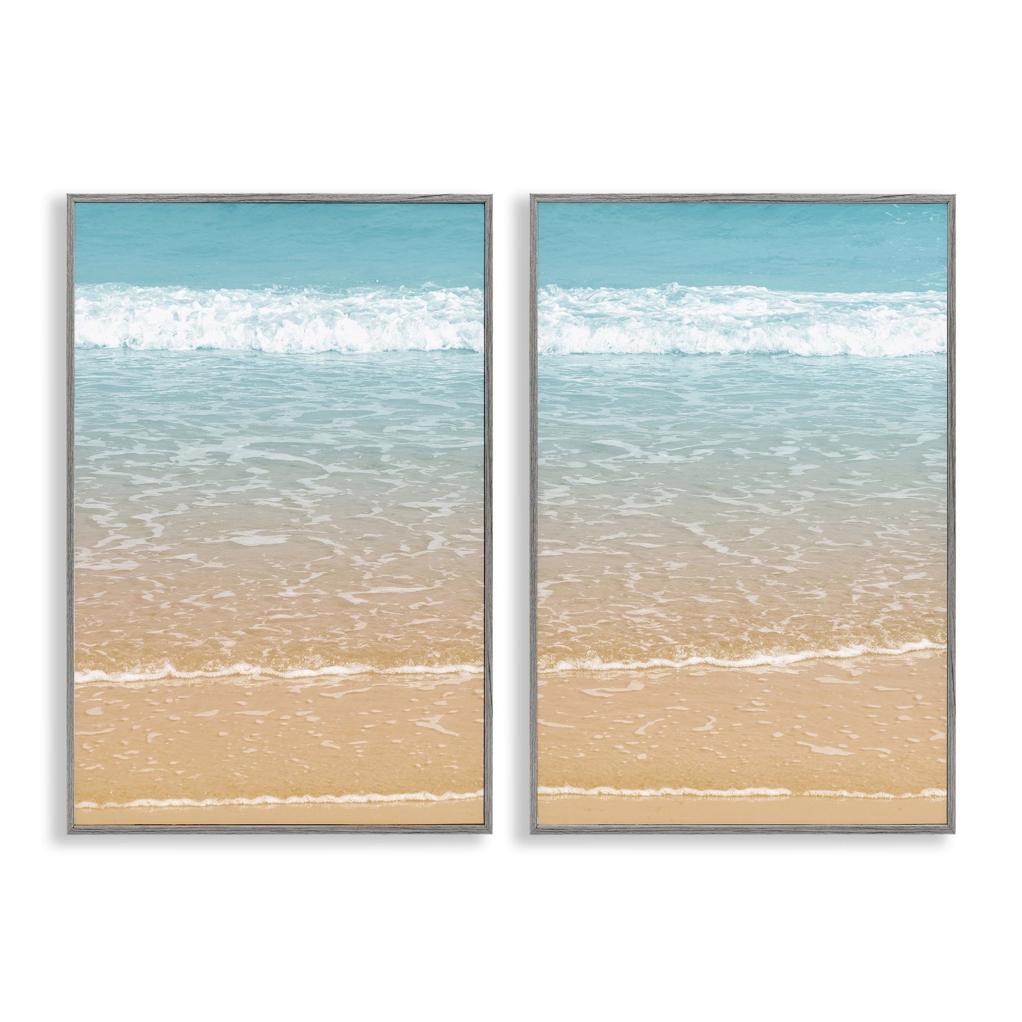 Stupell Industries Vivid Calming Beach Views Nautical & Beach Photography Gray Framed Art Print Wall Art, 12 x 18, Set of 2