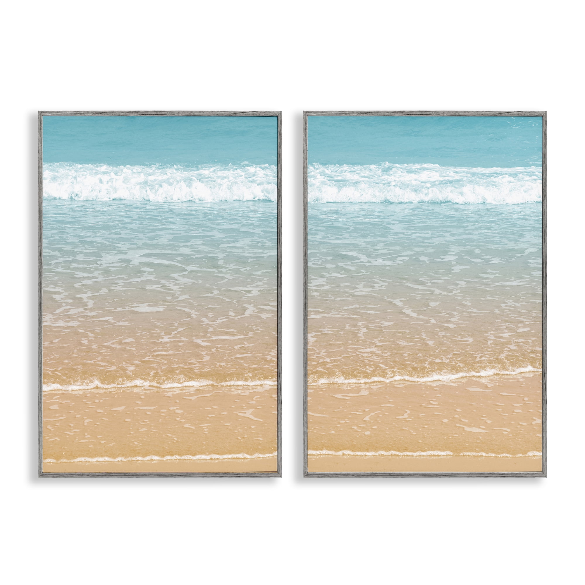 Stupell Industries Vivid Calming Beach Views Nautical & Beach Photography Gray Framed Art Print Wall Art, 16 x 24, Set of 2