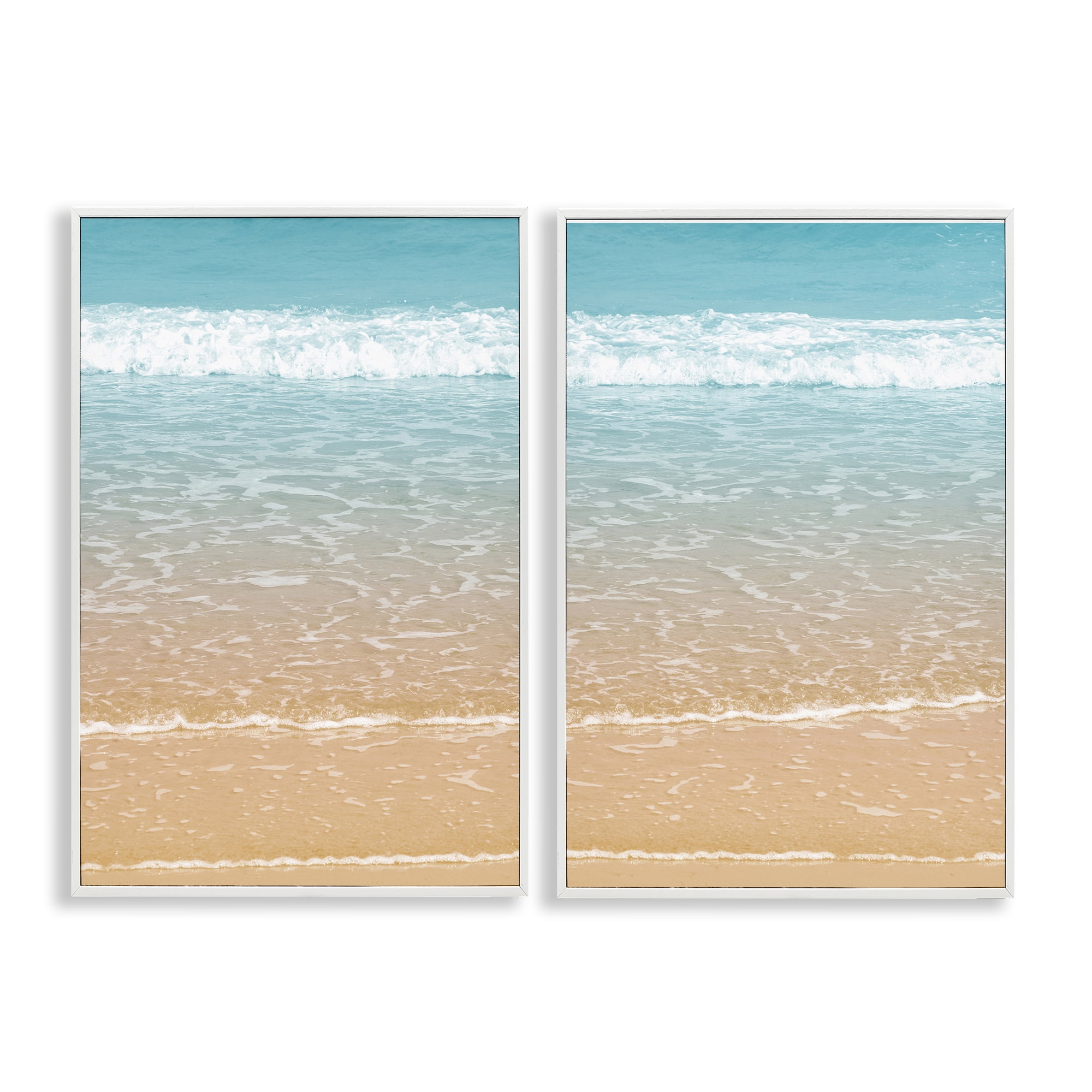 Stupell Industries Vivid Calming Beach Views Nautical & Beach Photography White Framed Art Print Wall Art, 20 x 30, Set of 2