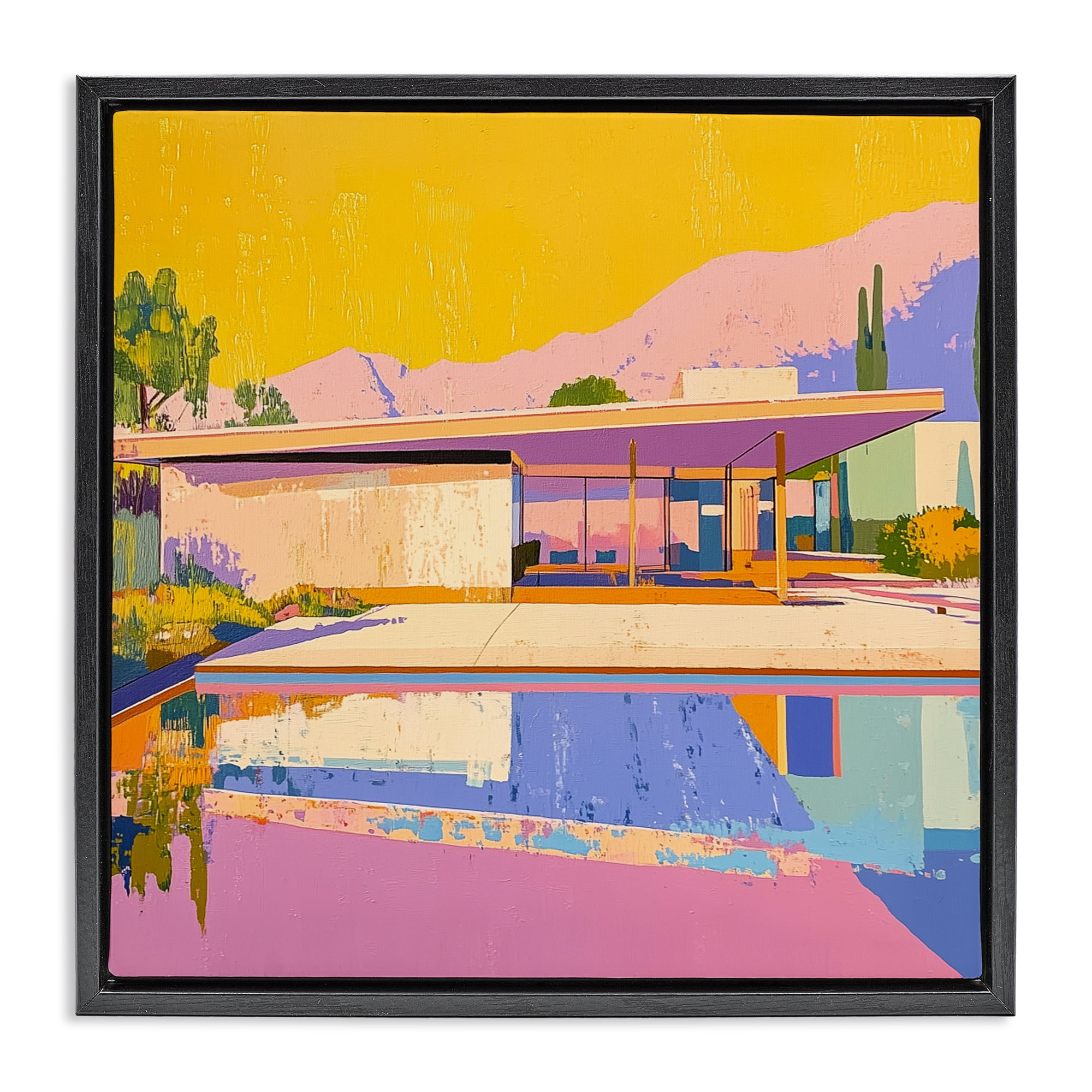Stupell Industries Vivid Case Study House Black Framed Floater Canvas Wall Art, design by Walker Noble