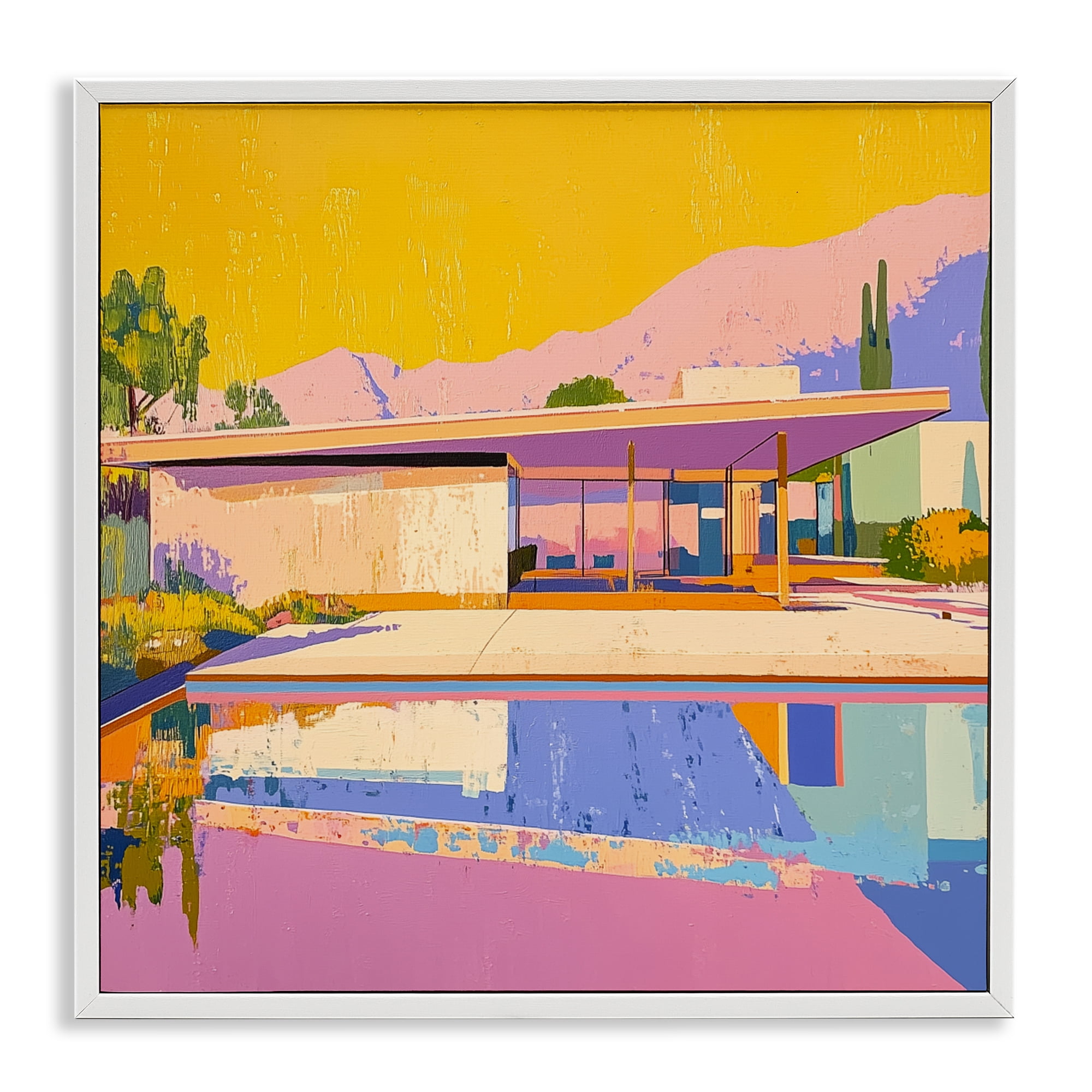 Stupell Industries Vivid Case Study House White Framed Giclee Art, design by Walker Noble
