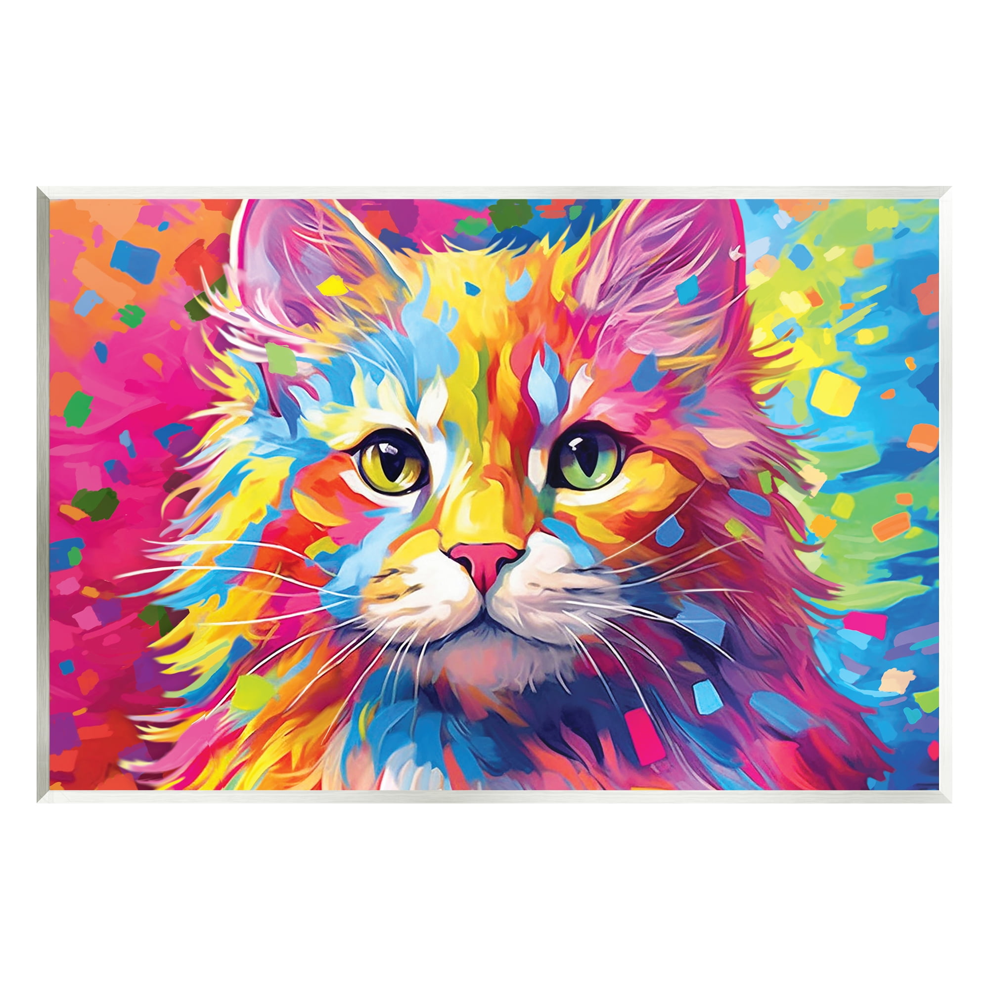 Stupell Industries Vivid Cat Painting Animals & Insects Painting Unframed Art Print Wall Art, 19 x 13