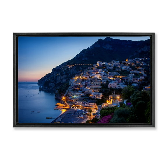 Stupell Industries Vivid Coastal City Landscape & Nature Photography Black Floater Framed Canvas Art Print Wall Art, 25 x 17