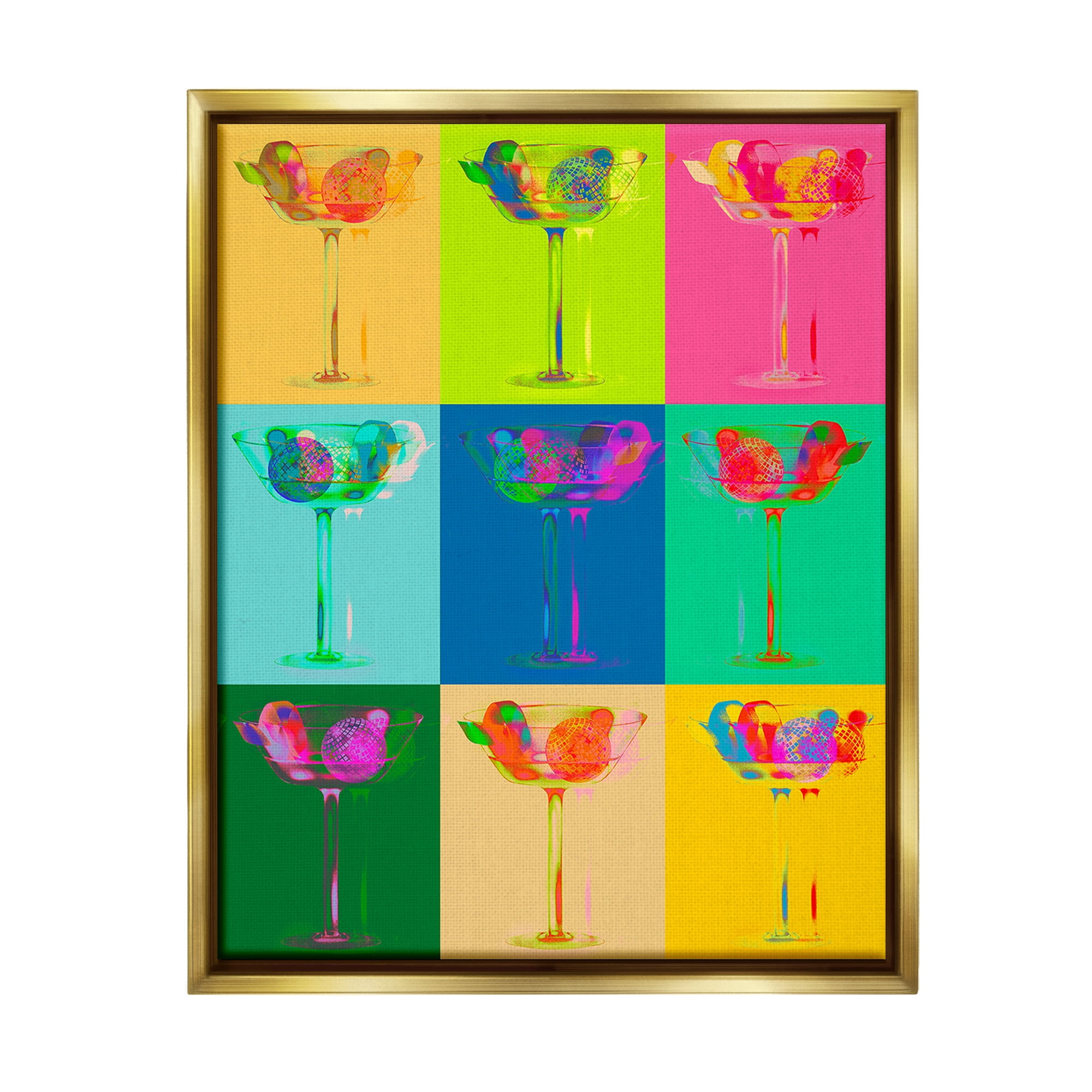 Stupell Industries Vivid Cocktail Abstraction Food & Beverage Painting Gold Floater Framed Canvas Art Print Wall Art, 17 x 21