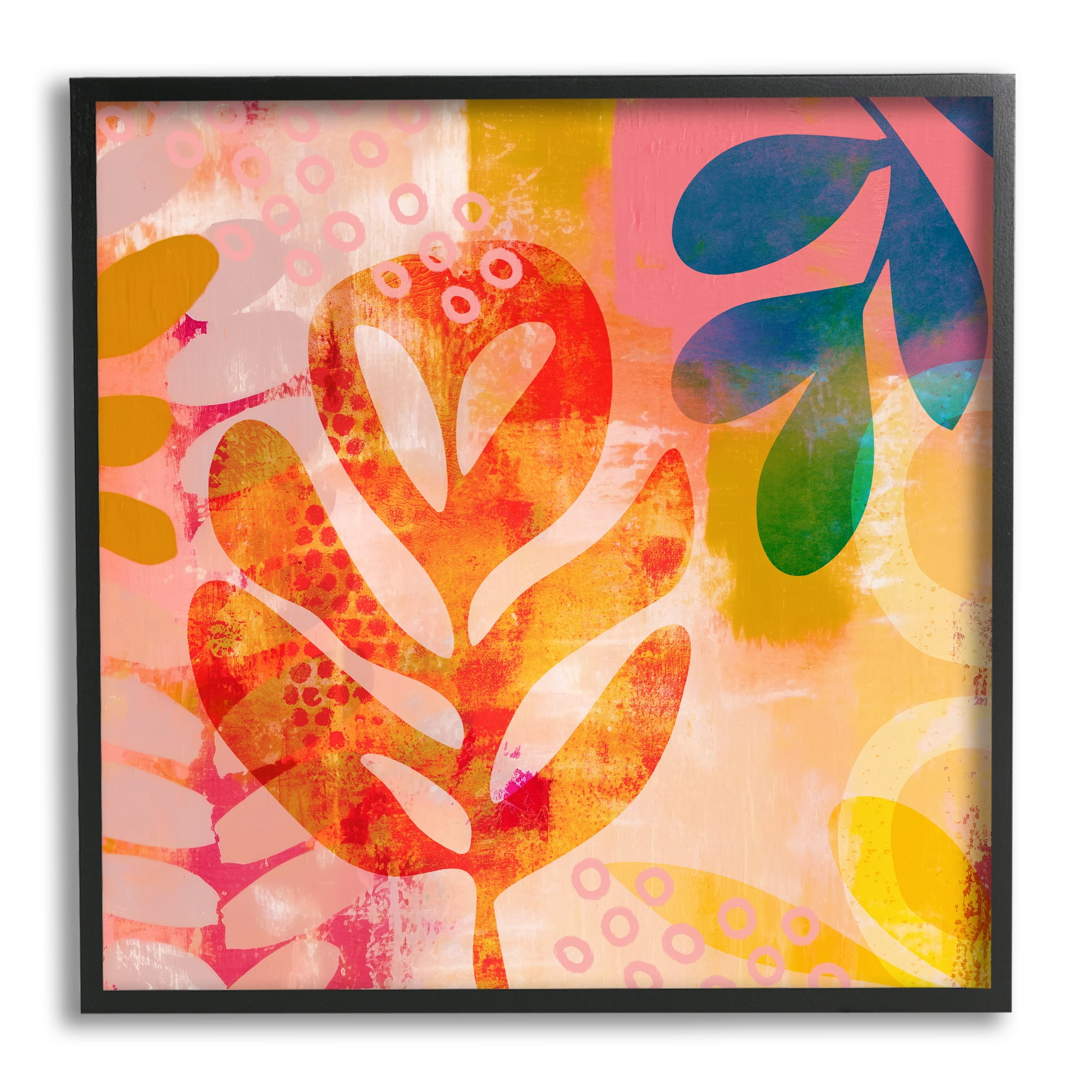 Stupell Industries Vivid Contemporary Leaves Botanical & Floral Painting Black Framed Art Print Wall Art, 12 x 12