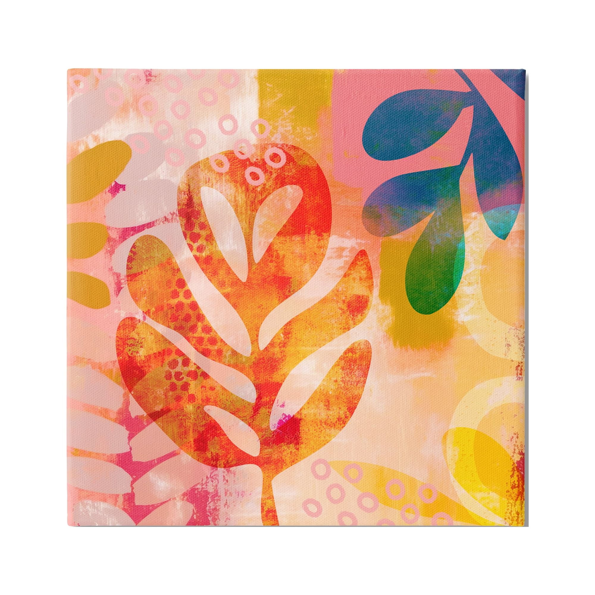 Stupell Industries Vivid Contemporary Leaves Botanical & Floral Painting Gallery Wrapped Canvas Art Print Wall Art, 30 x 30