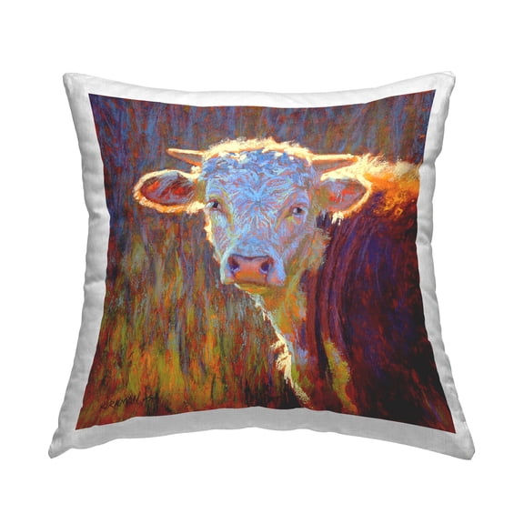 Stupell Industries Vivid Cow Face Portrait Printed Throw Pillow Design by Rita Kirkman