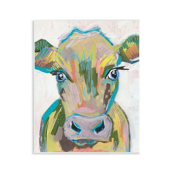 Stupell Industries Vivid Cow Visage Animals & Insects Painting Unframed Art Print Wall Art, 11 x 14
