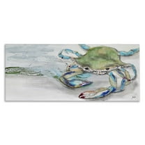 Stupell Industries Vivid Crab Beach Shoreline Nautical Landscape Scene Painting Gallery Wrapped Canvas Print Wall Art, Design by Stacy Gresell