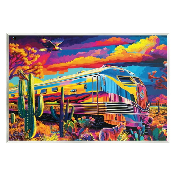 Stupell Industries Vivid Desert Train Scene Transportation Painting Unframed Art Print Wall Art, 15 x 10