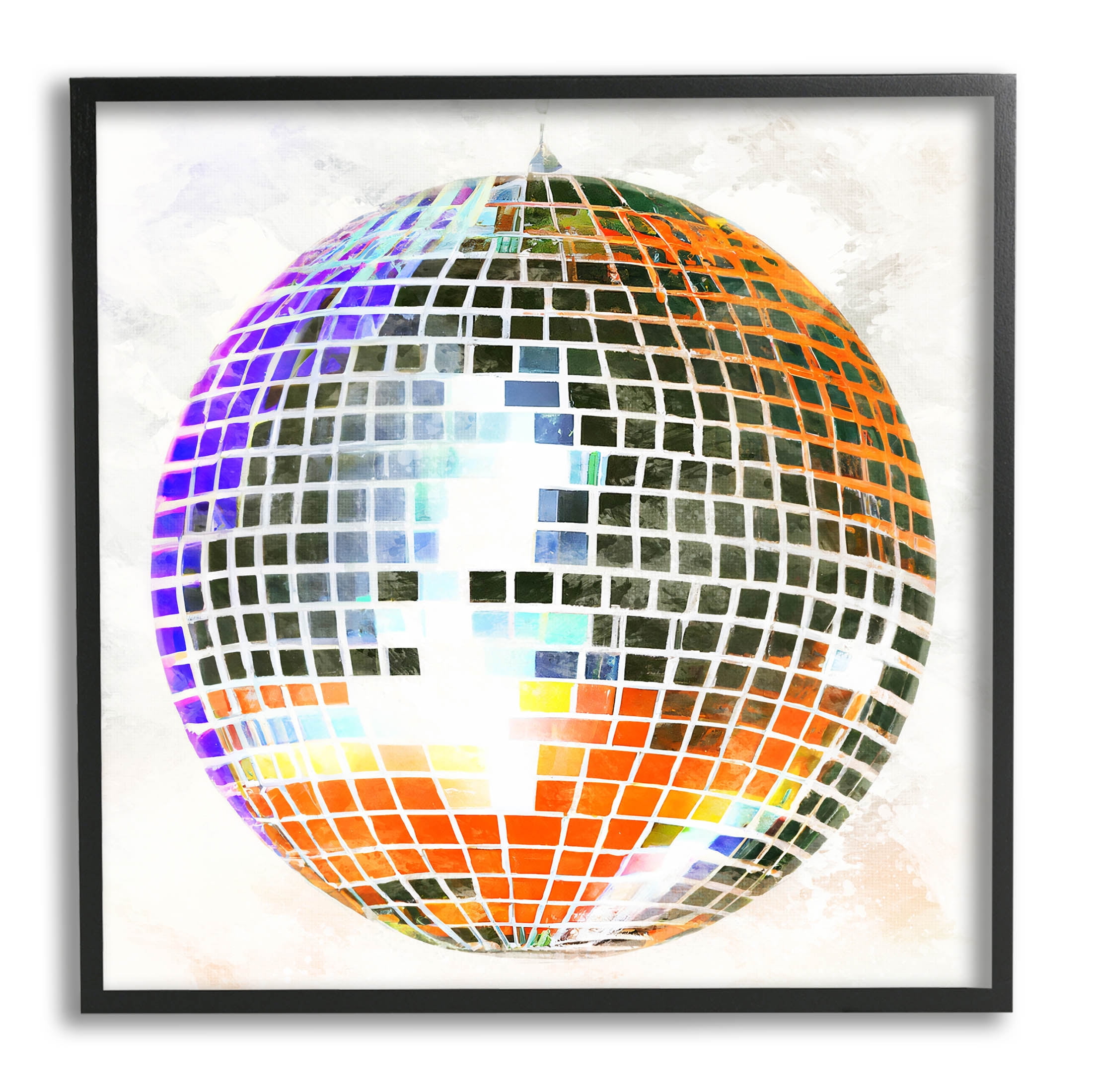 Stupell Industries Vivid Disco Ball Pattern Graphic Art Black Framed Art Print Wall Art, Design by Ziwei Li