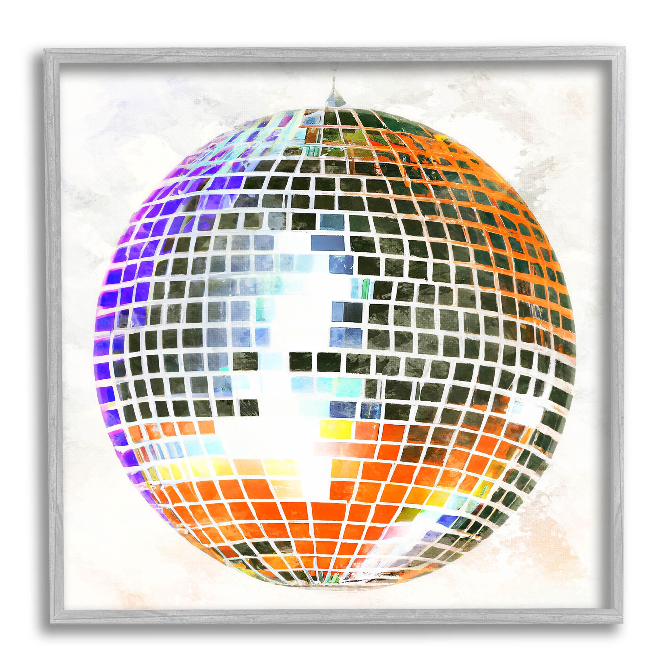 Stupell Industries Vivid Disco Ball Pattern Graphic Art Gray Framed Art Print Wall Art, Design by Ziwei Li
