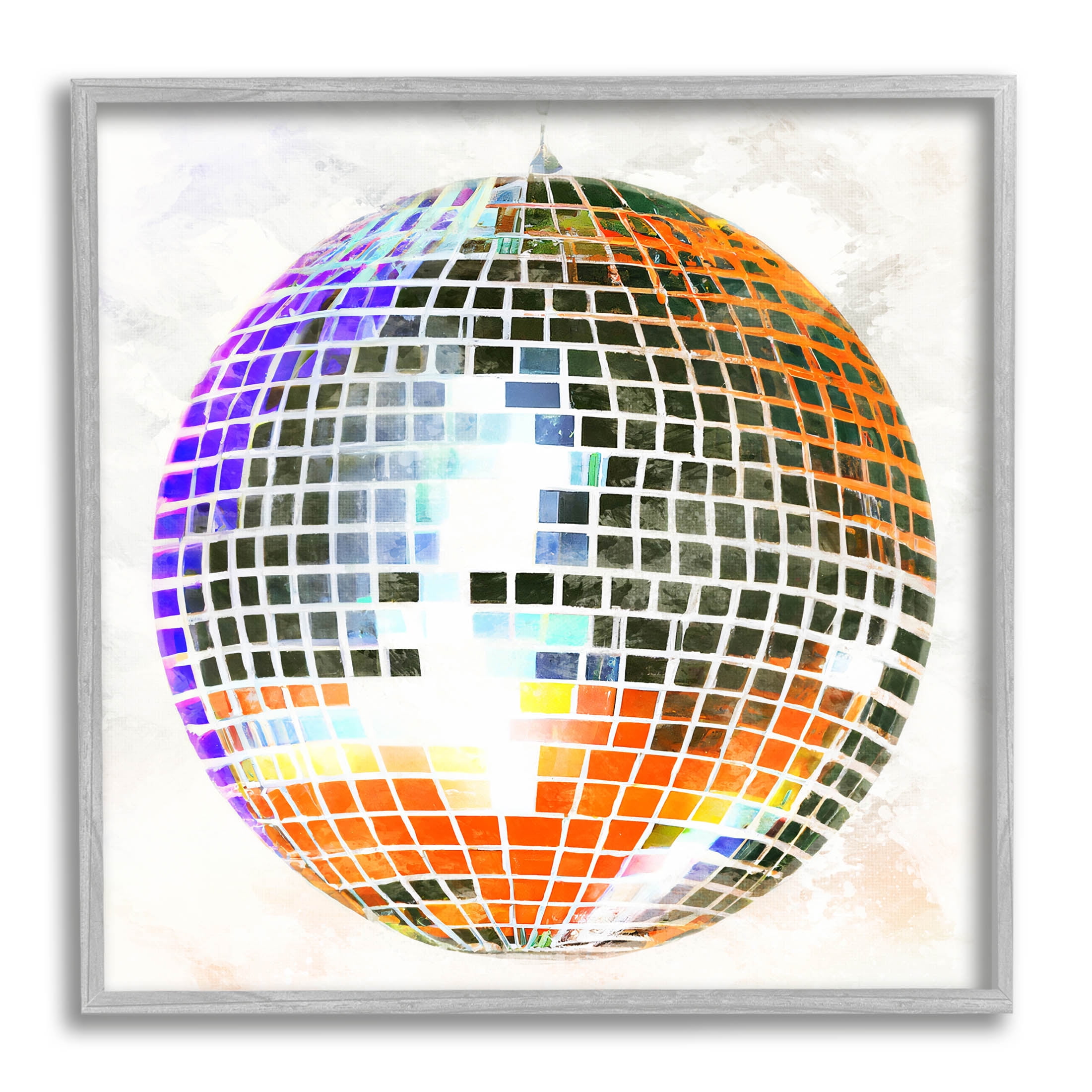 Stupell Industries Vivid Disco Ball Pattern Graphic Art Gray Framed Art Print Wall Art, Design by Ziwei Li