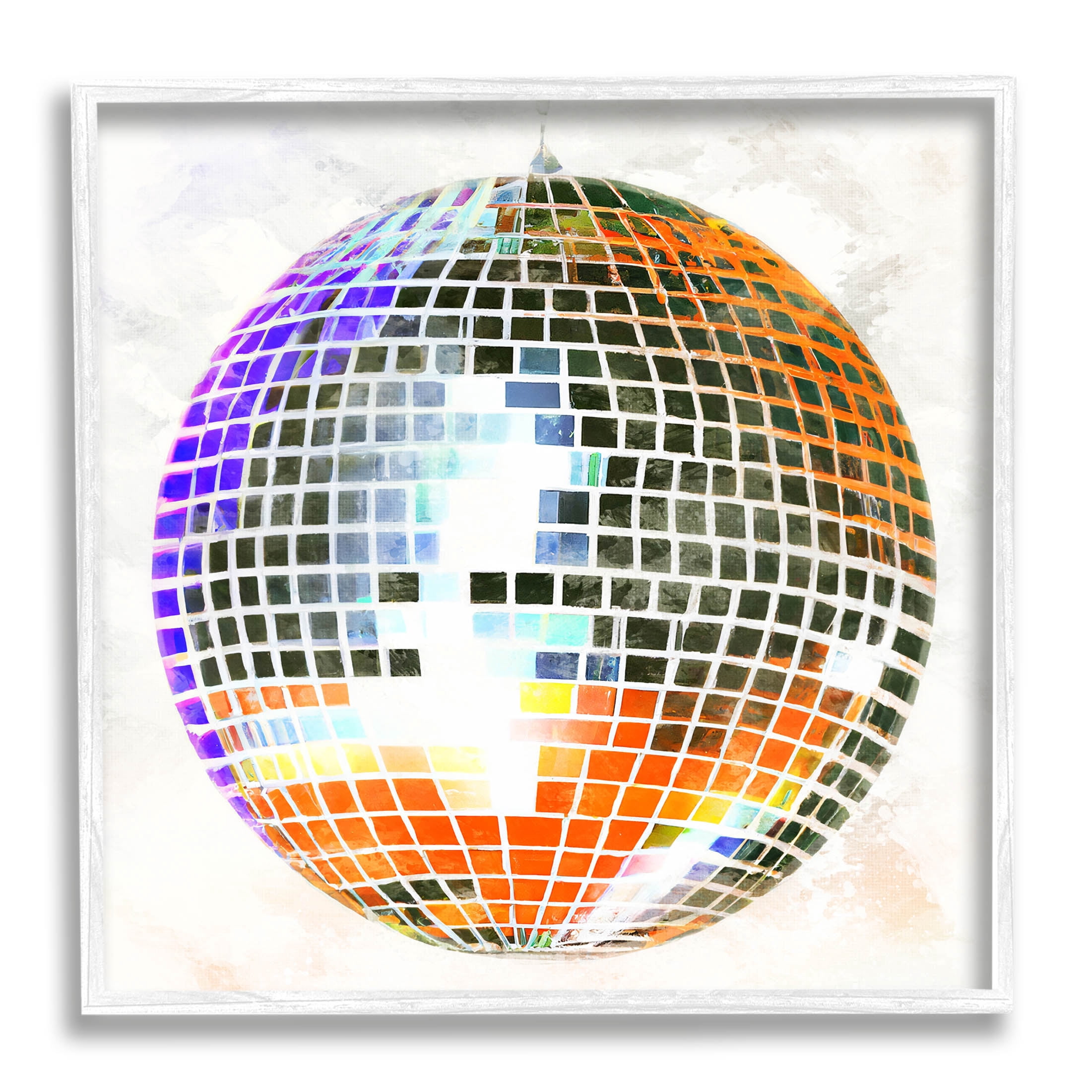 Stupell Industries Vivid Disco Ball Pattern Graphic Art White Framed Art Print Wall Art, Design by Ziwei Li