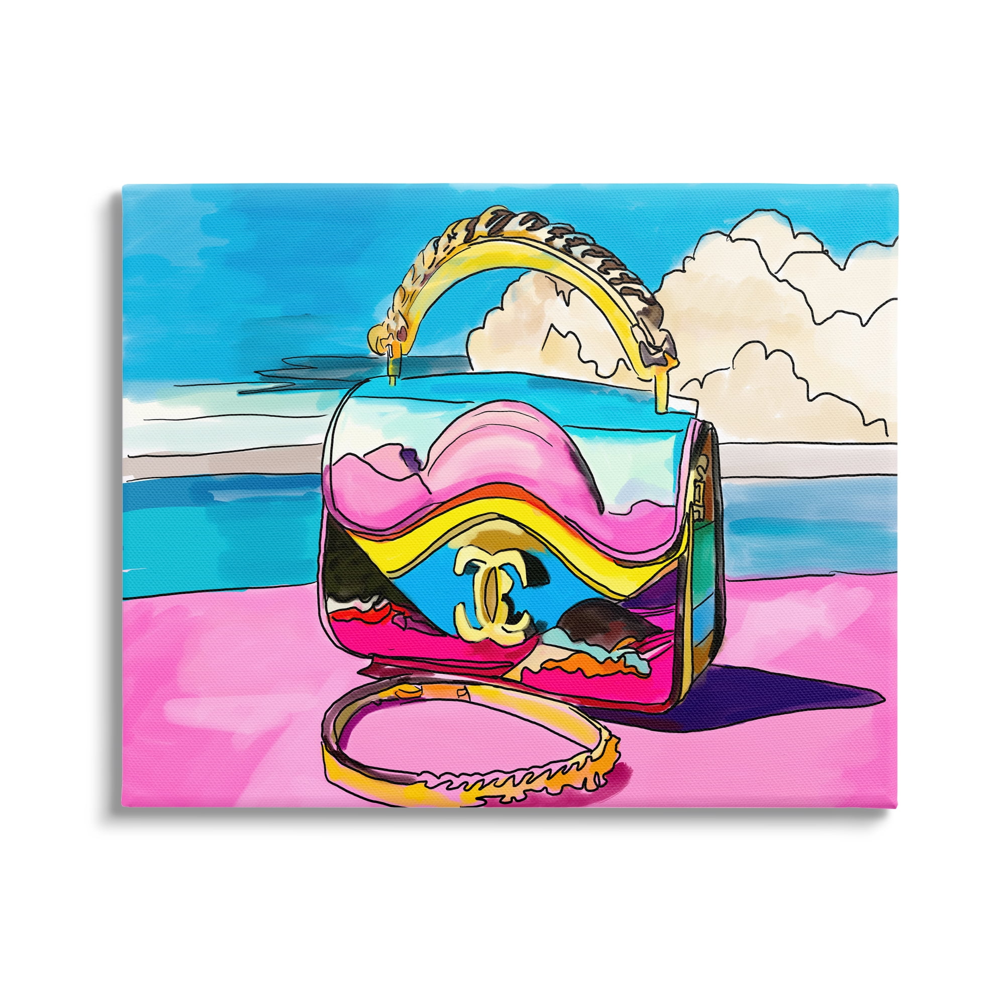 Stupell Industries Vivid Fashionable Purse Beauty & Fashion Painting Gallery Wrapped Canvas Print Wall Art, 48 x 36