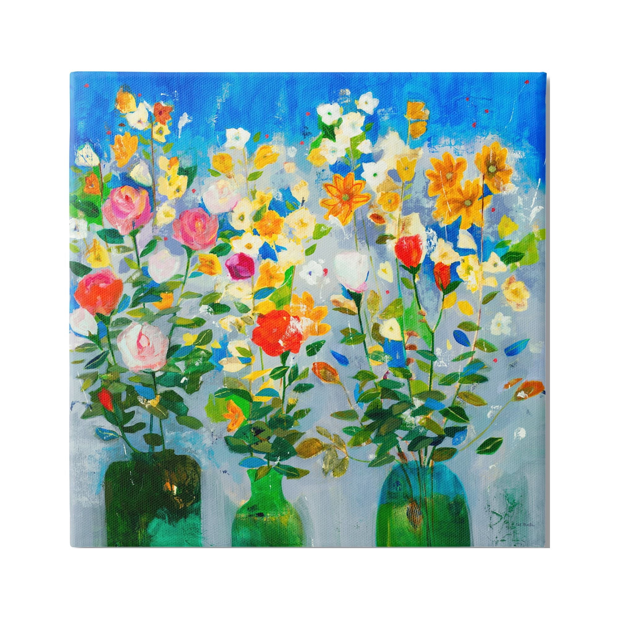 Stupell Industries Vivid Flower Arrangement Bold Green Blue Ikebana Design, 24 x 24, Design by Jill Martin