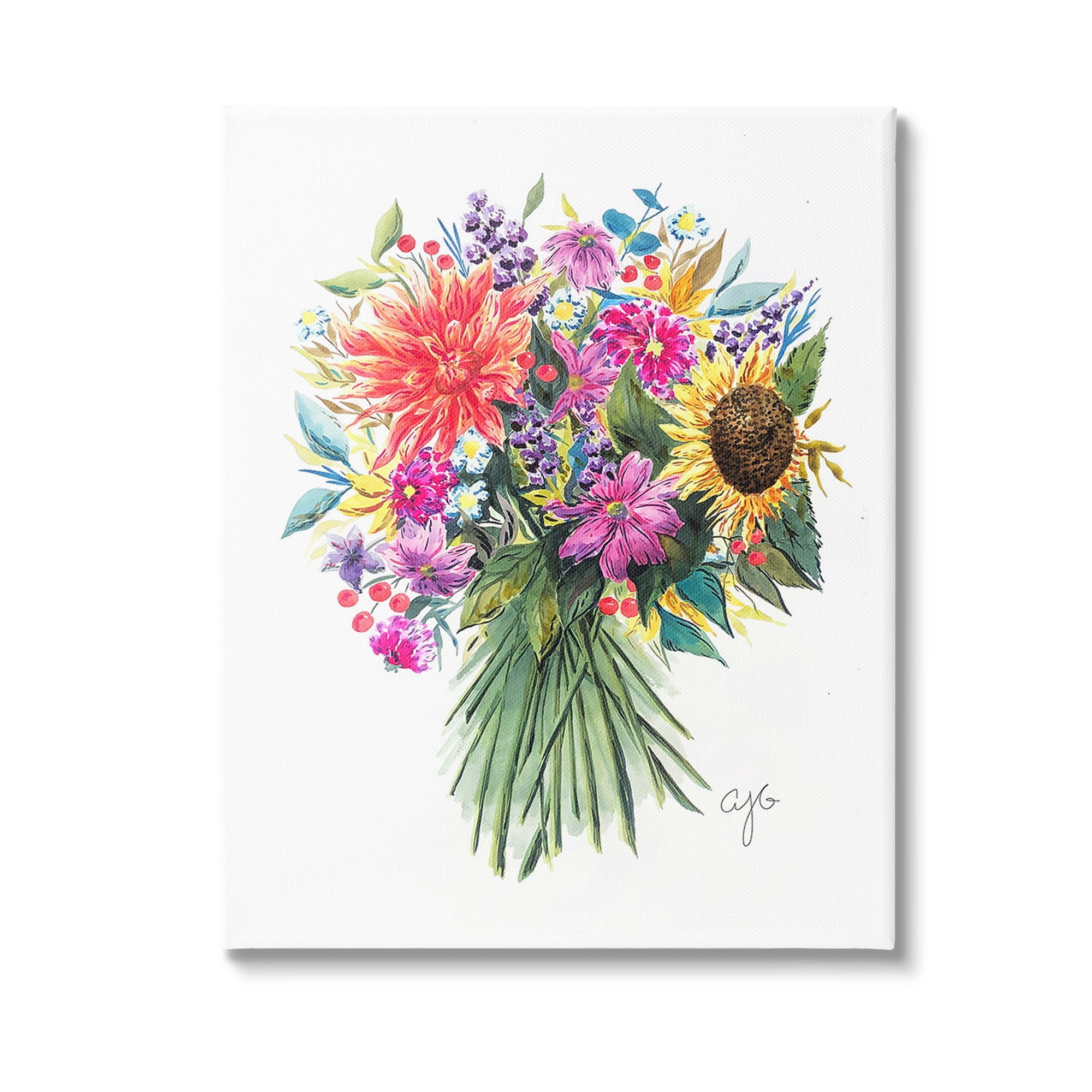 Stupell Industries Vivid Flower Bunches Botanical & Floral Painting Gallery Wrapped Canvas Art Print Wall Art, 24 x 30