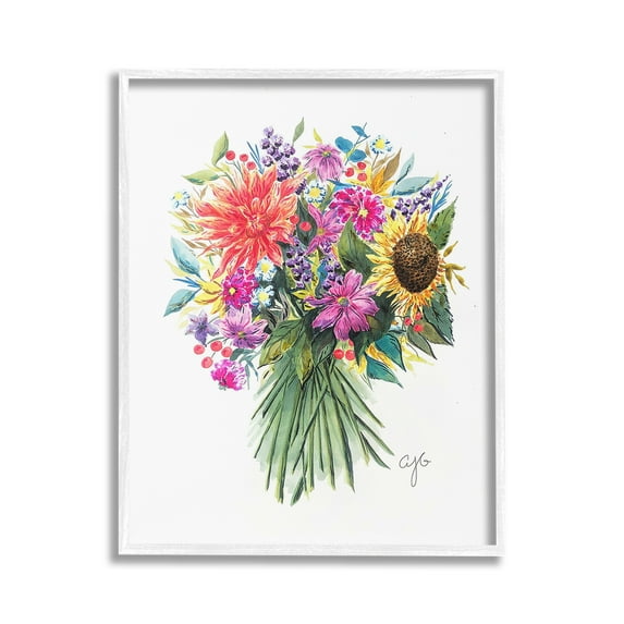 Stupell Industries Vivid Flower Bunches Botanical & Floral Painting White Framed Art Print Wall Art, 16 x 20