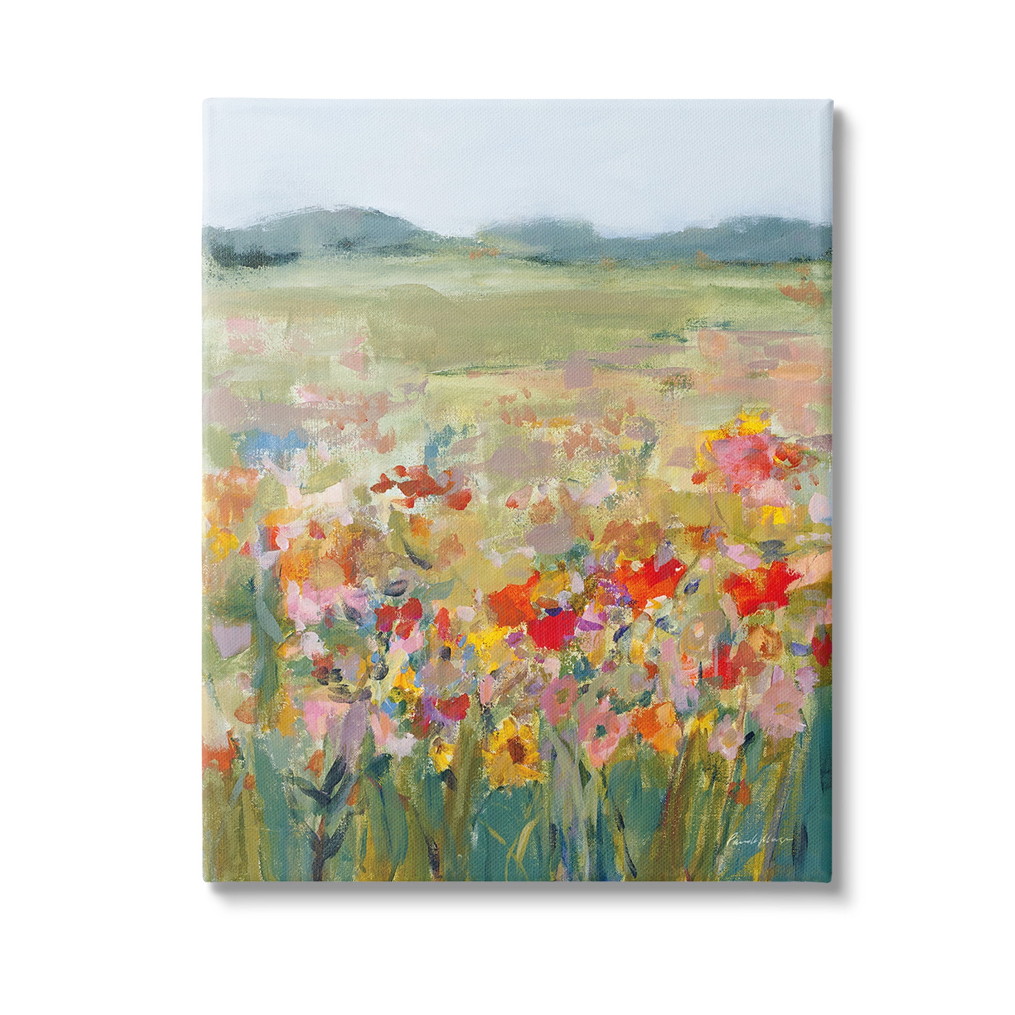 Stupell Industries Vivid Flower Meadow Landscape Painting Gallery Wrapped Canvas Art Print Wall Art, 16 x 20