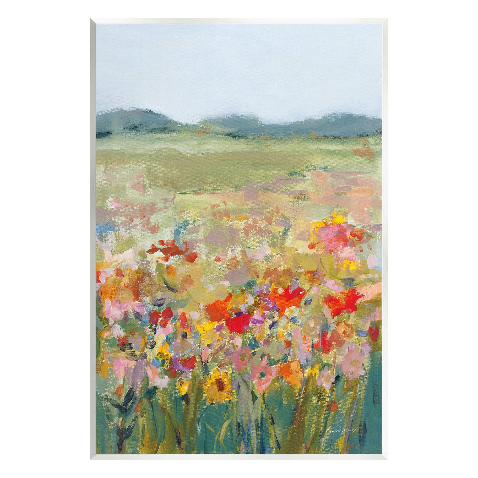 Stupell Industries Vivid Flower Meadow Landscape Painting Unframed Art Print Wall Art, 13 x 19