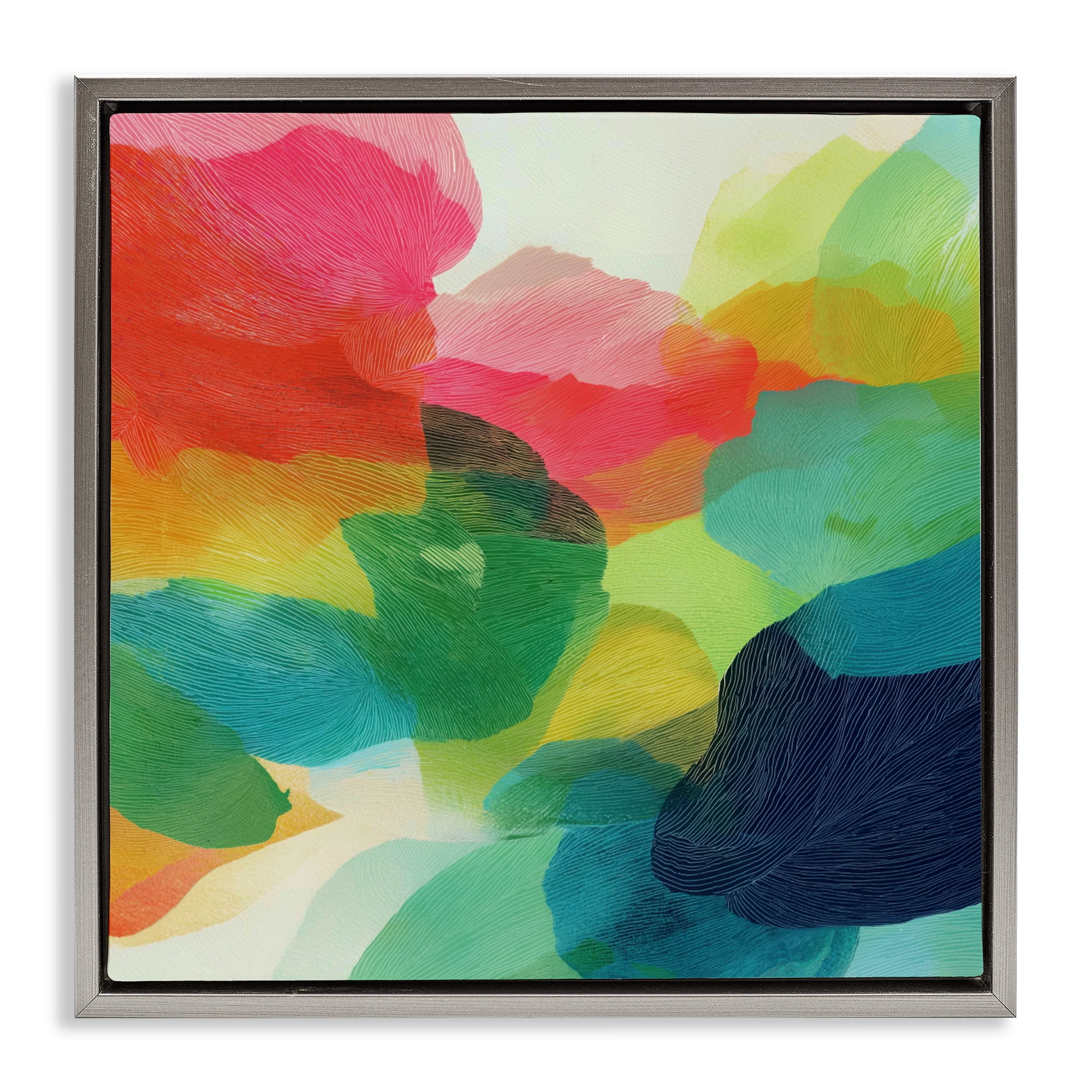 Stupell Industries Vivid Flowing Color Field Gray Framed Floater Canvas Wall Art, design by Chromatic Storm Studio