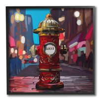 Stupell Industries Vivid Glam Hydrant Abstract Painting Black Framed Art Print Wall Art, 12 x 12